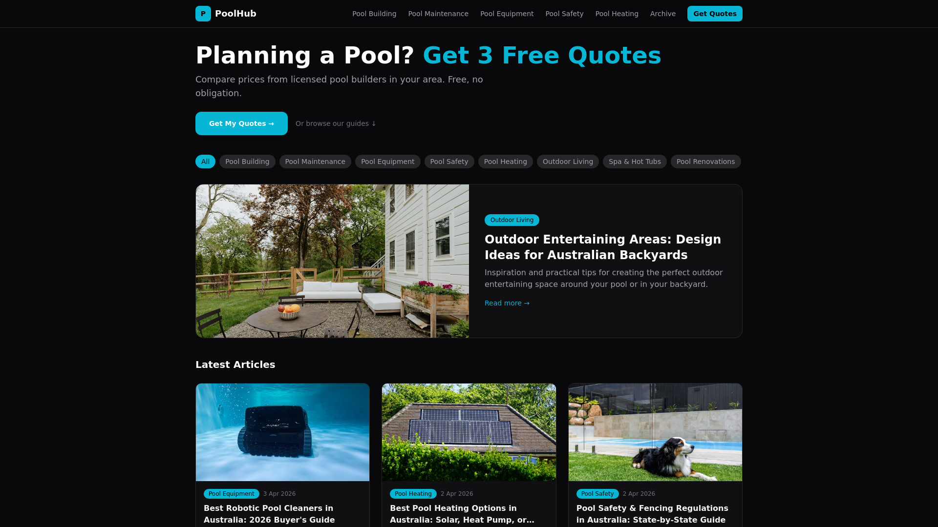 website screenshot of https://poolhubai.com.au/
