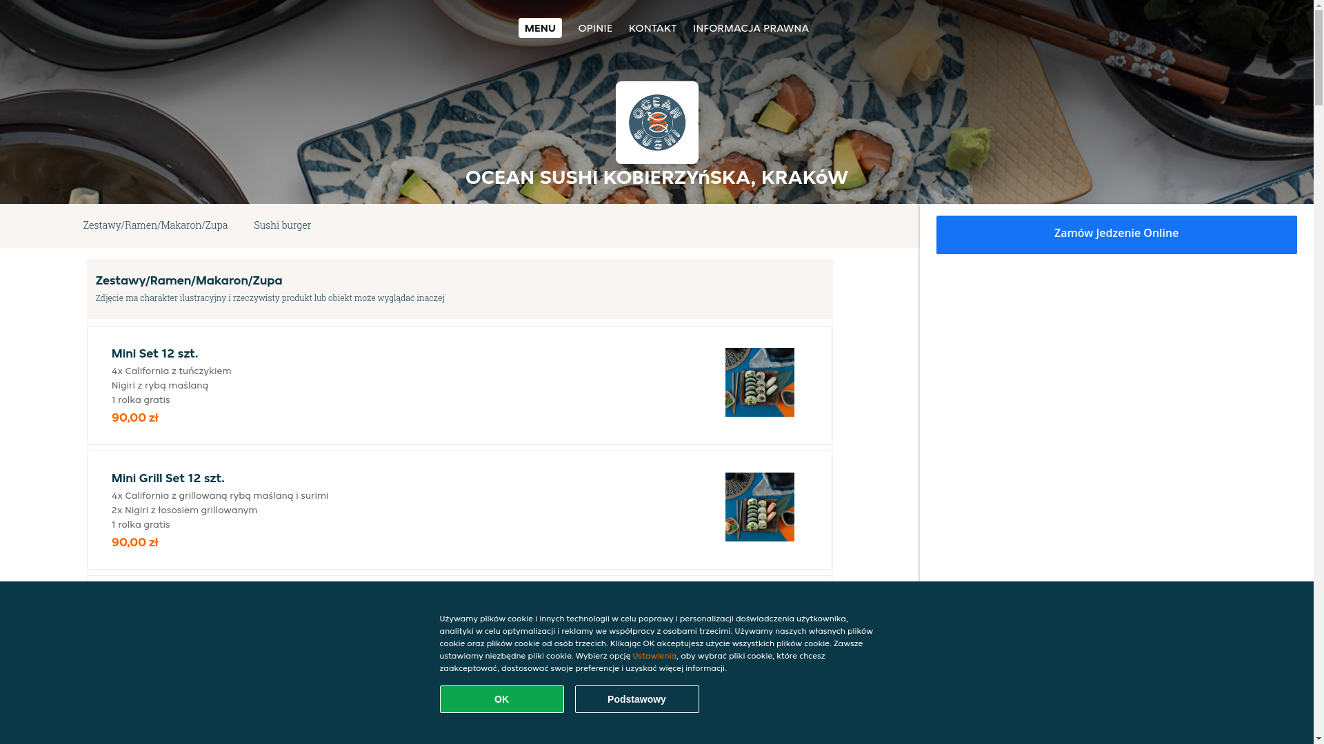 website screenshot of https://ocean-sushi-krakow.pl/