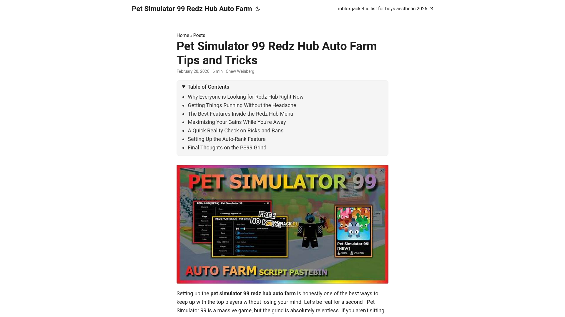 website screenshot of https://pet-simulator-99-redz-hub-auto-farm.pages.dev/