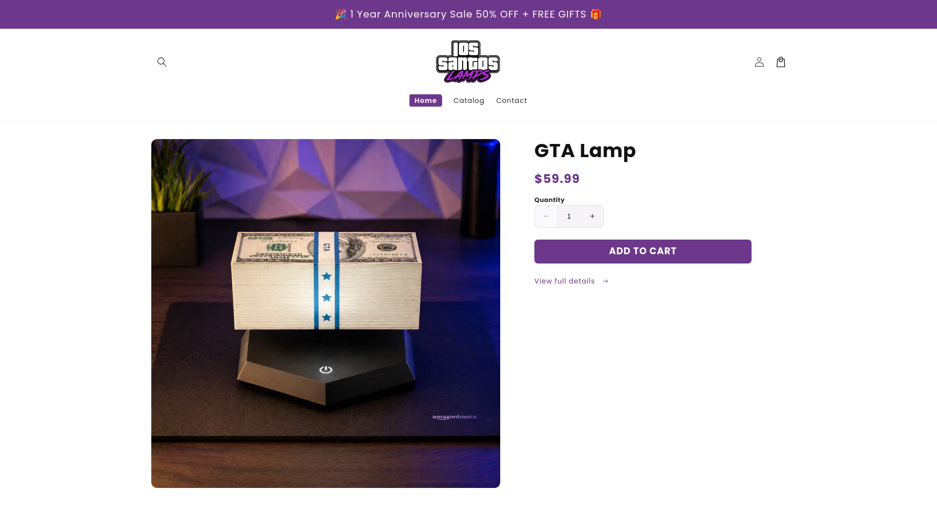 website screenshot of https://lossantoslamps.com/