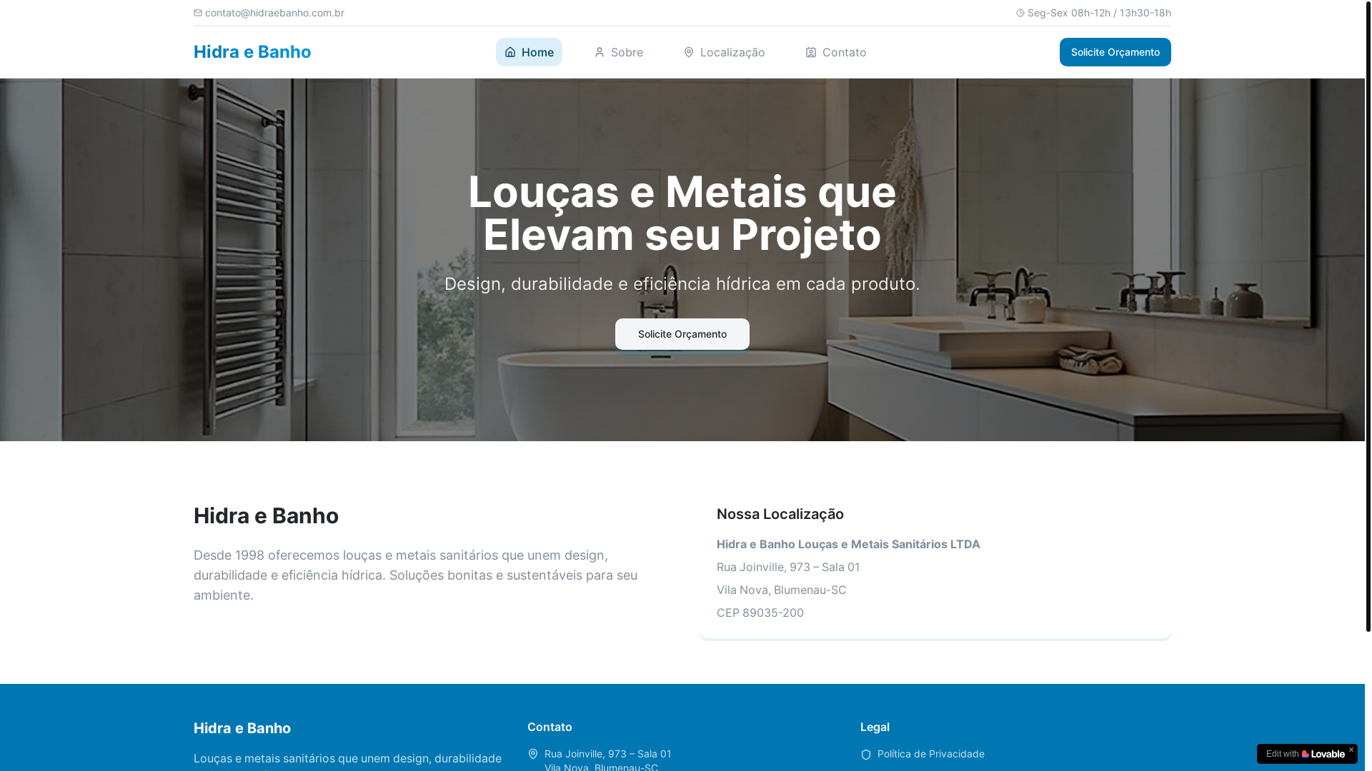 website screenshot of https://hidra-e-banho.site/