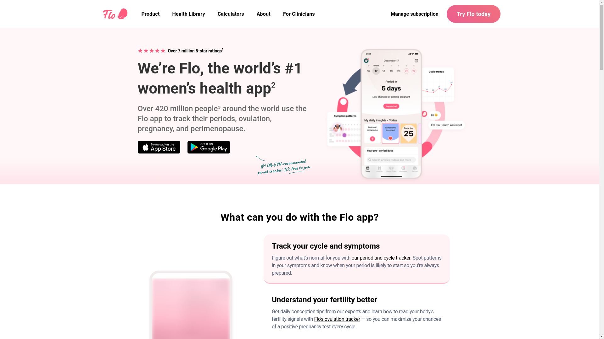 website screenshot of https://flo.health