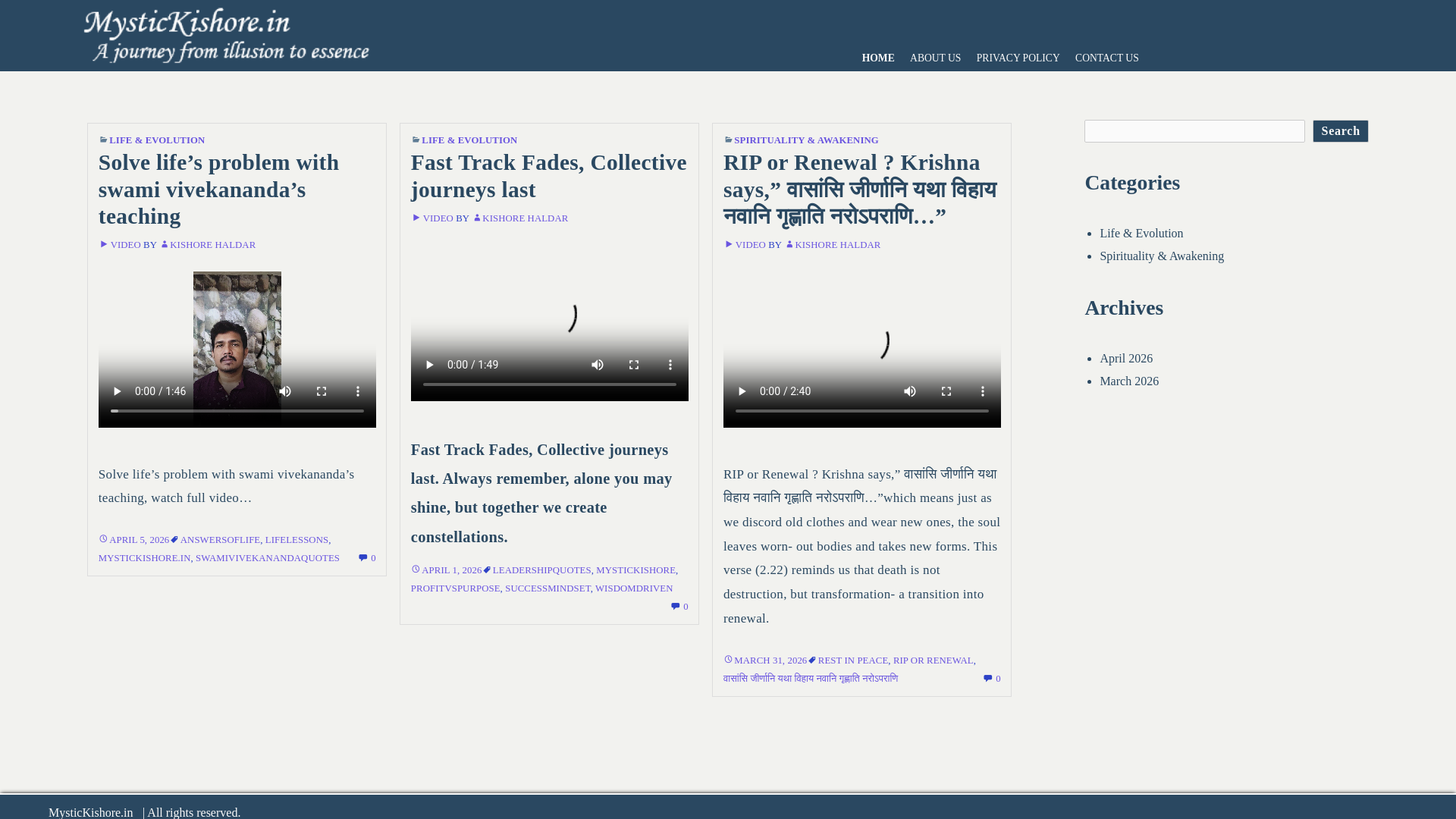 website screenshot of https://mystickishore.in