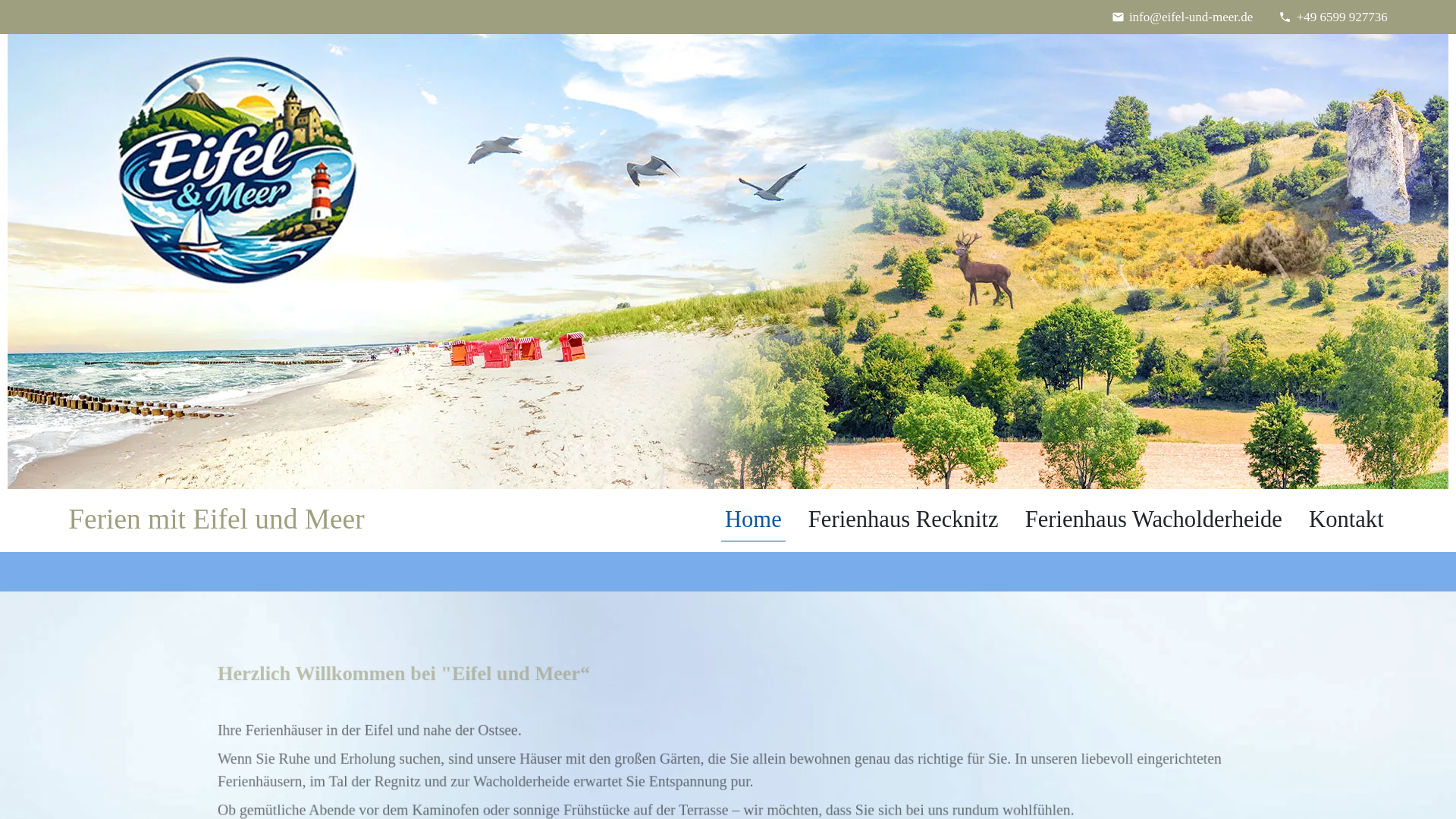 website screenshot of https://eifelundmeer.de/