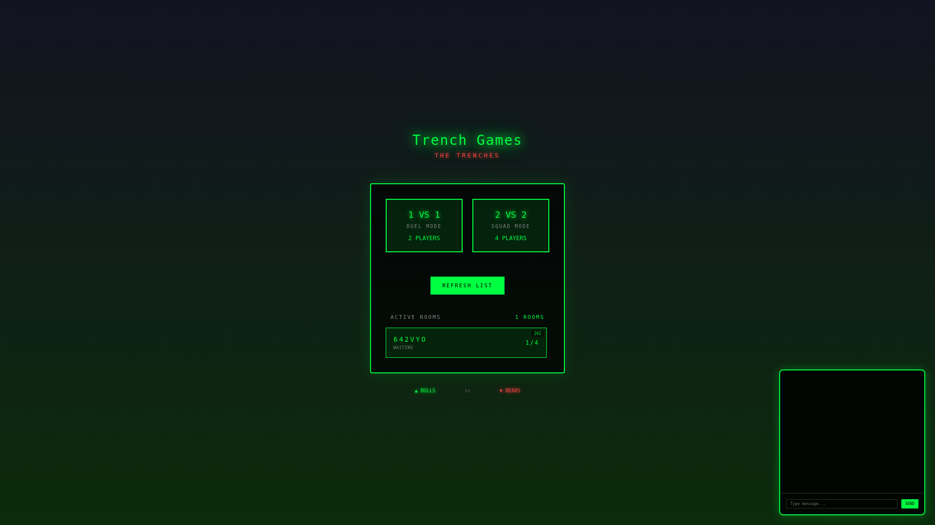 website screenshot of https://trenchgame.fun/