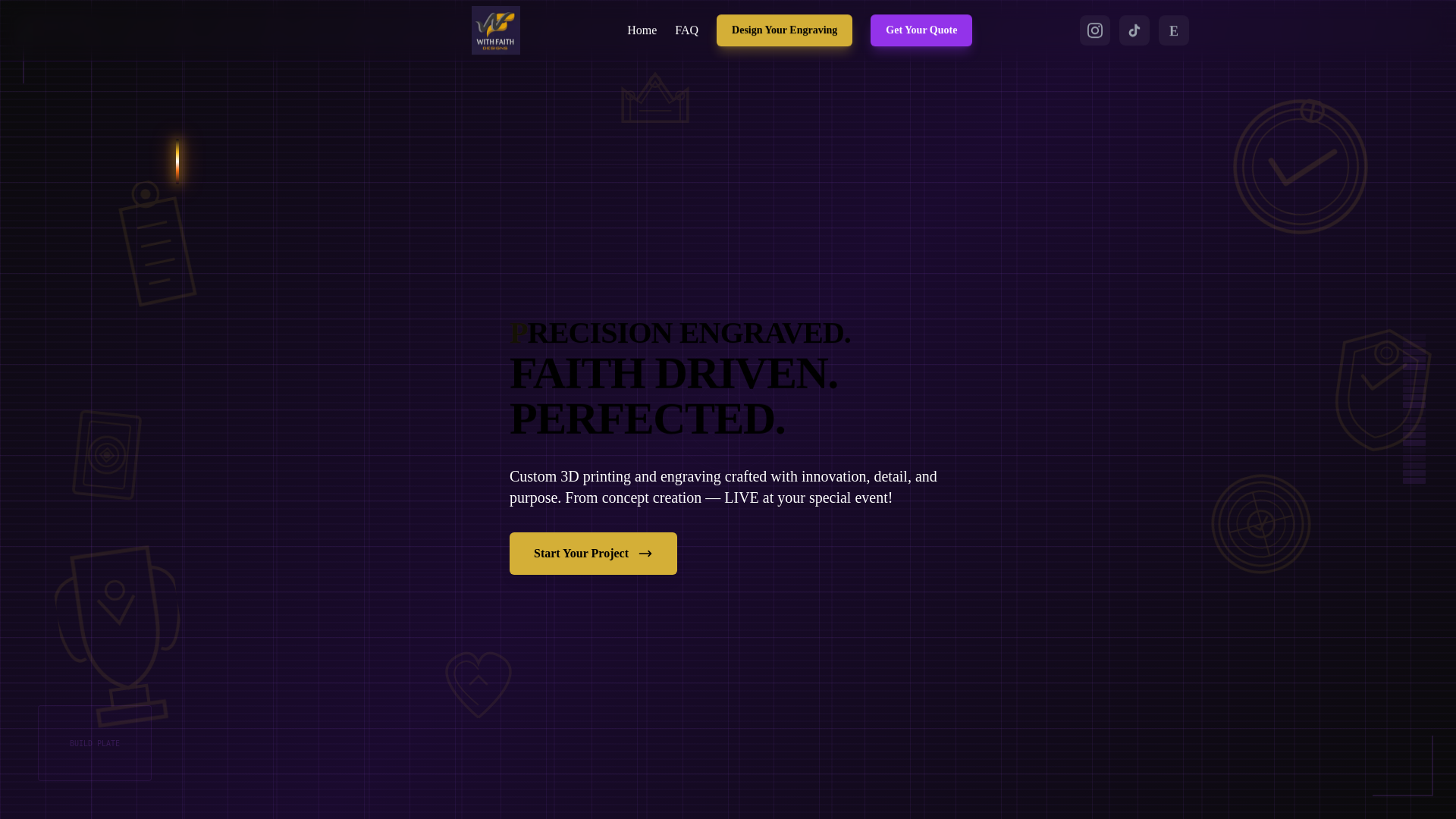 website screenshot of https://withfaith3designs.com/