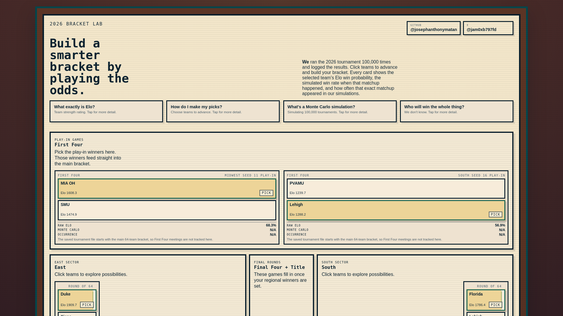 website screenshot of https://montecarlomadness.app/