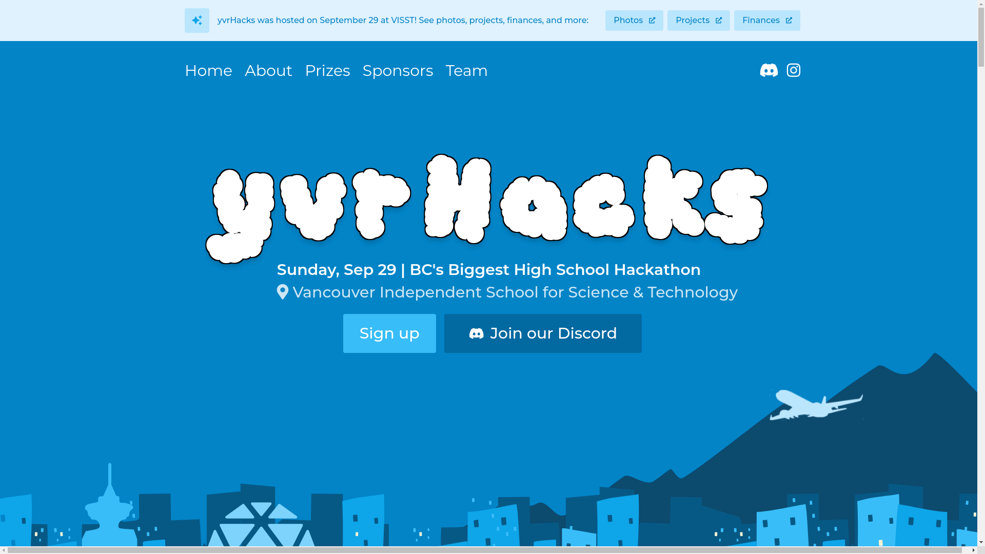 website screenshot of https://yvrhacks.pages.dev/