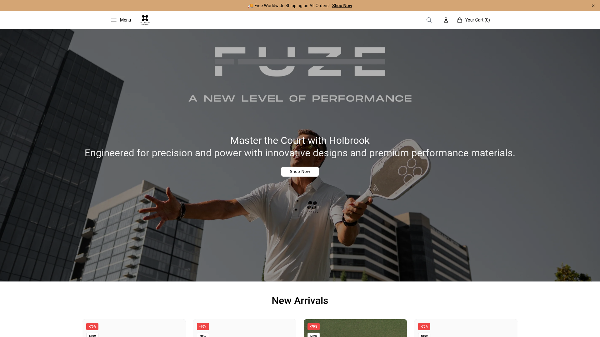 website screenshot of https://holbrookpickleballofficial.shop/