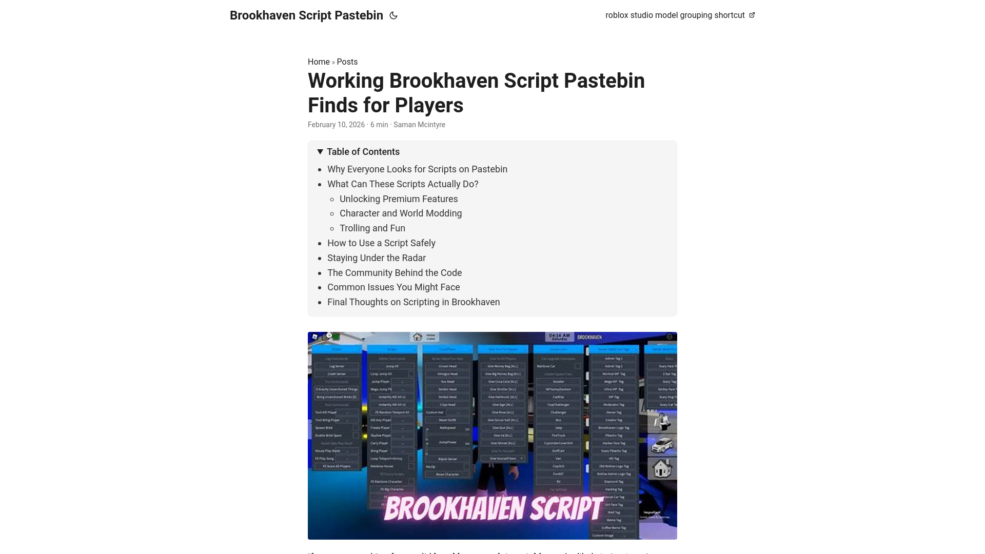 website screenshot of https://brookhaven-script-pastebin.pages.dev/