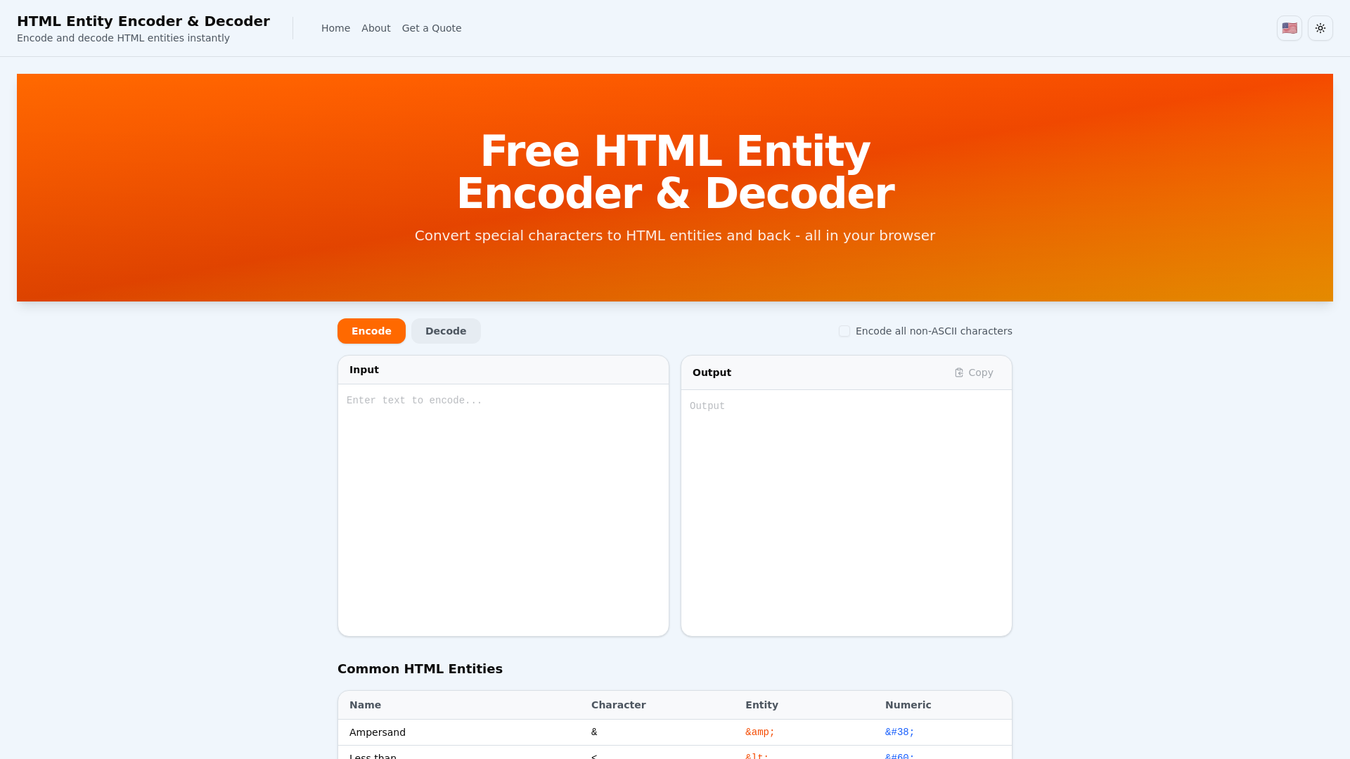 website screenshot of https://html-entity.pages.dev/