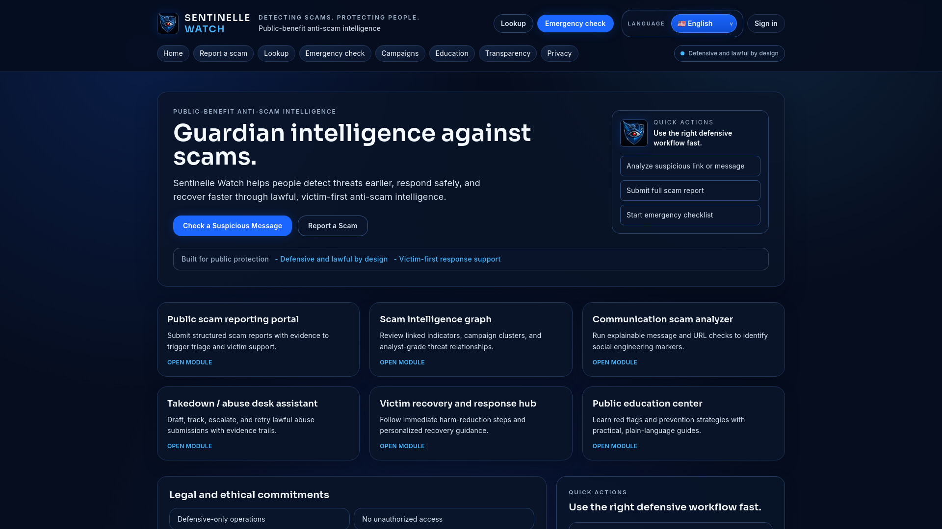 website screenshot of https://sentinelle-watch.org/