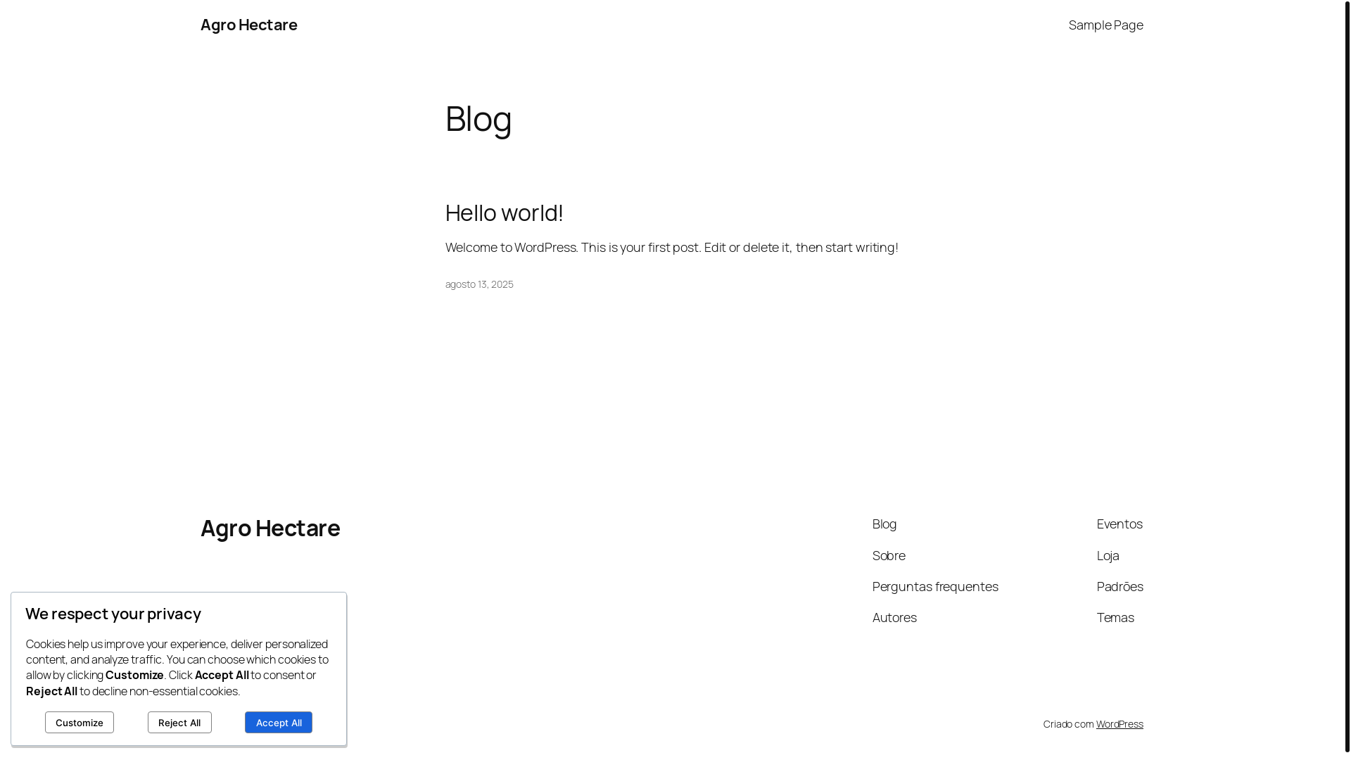 website screenshot of https://agrohectare.com.br/