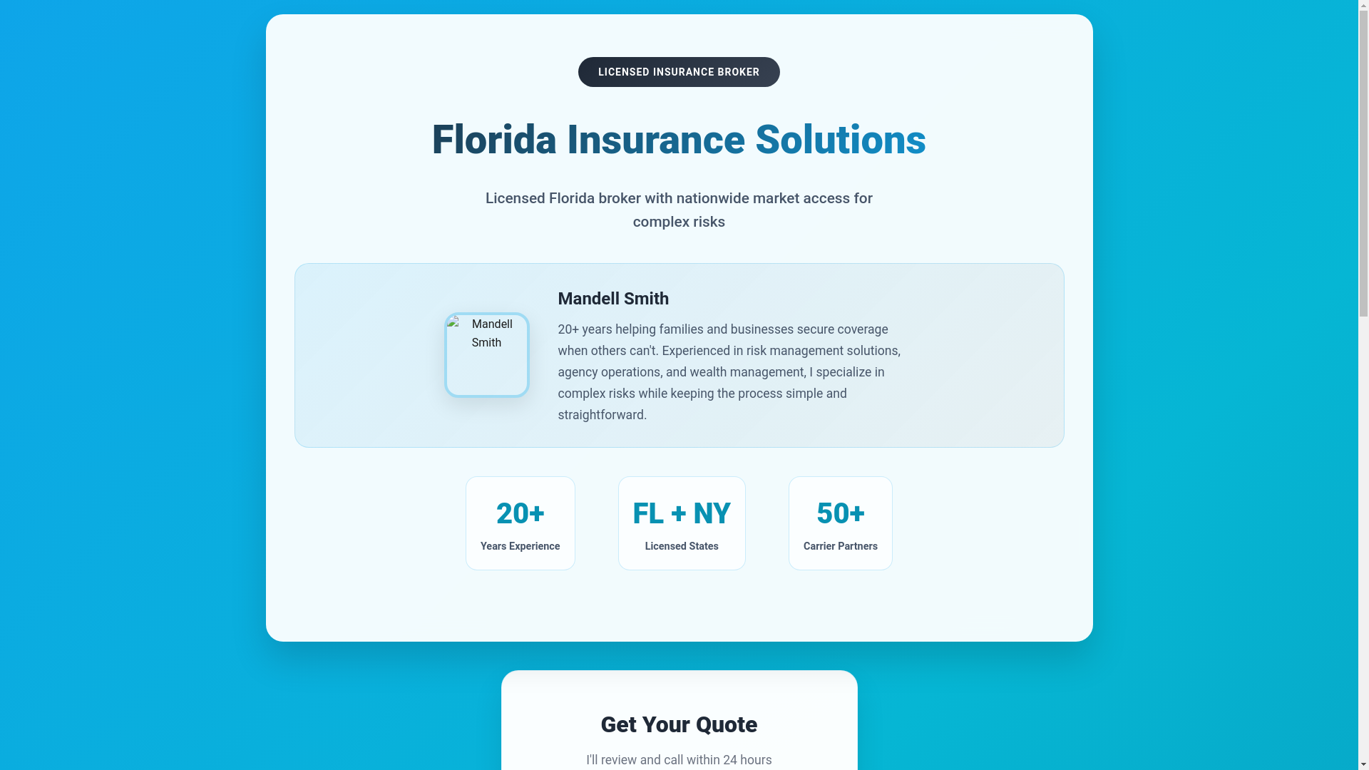 website screenshot of https://mandellsmith-insurance.pages.dev/