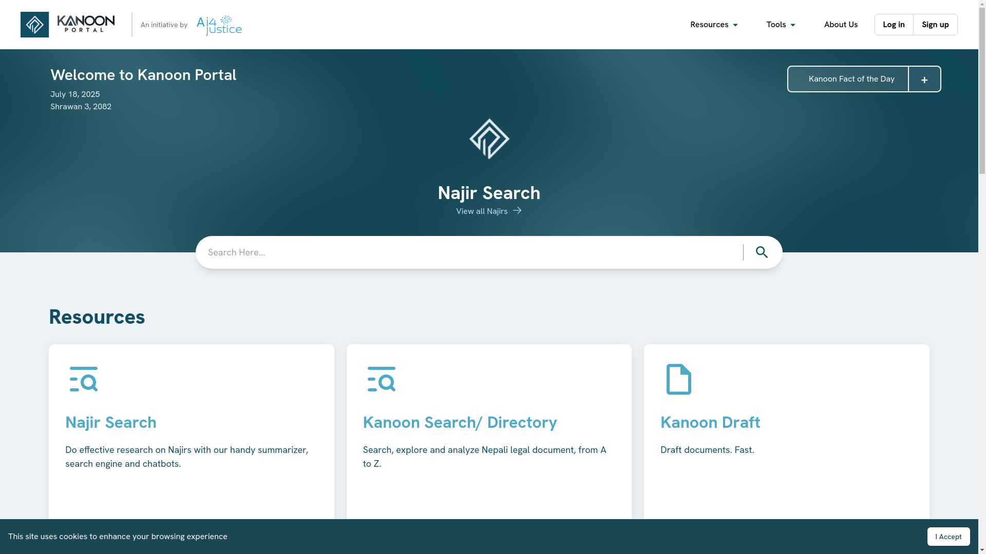 website screenshot of https://kanoonportal.pages.dev/
