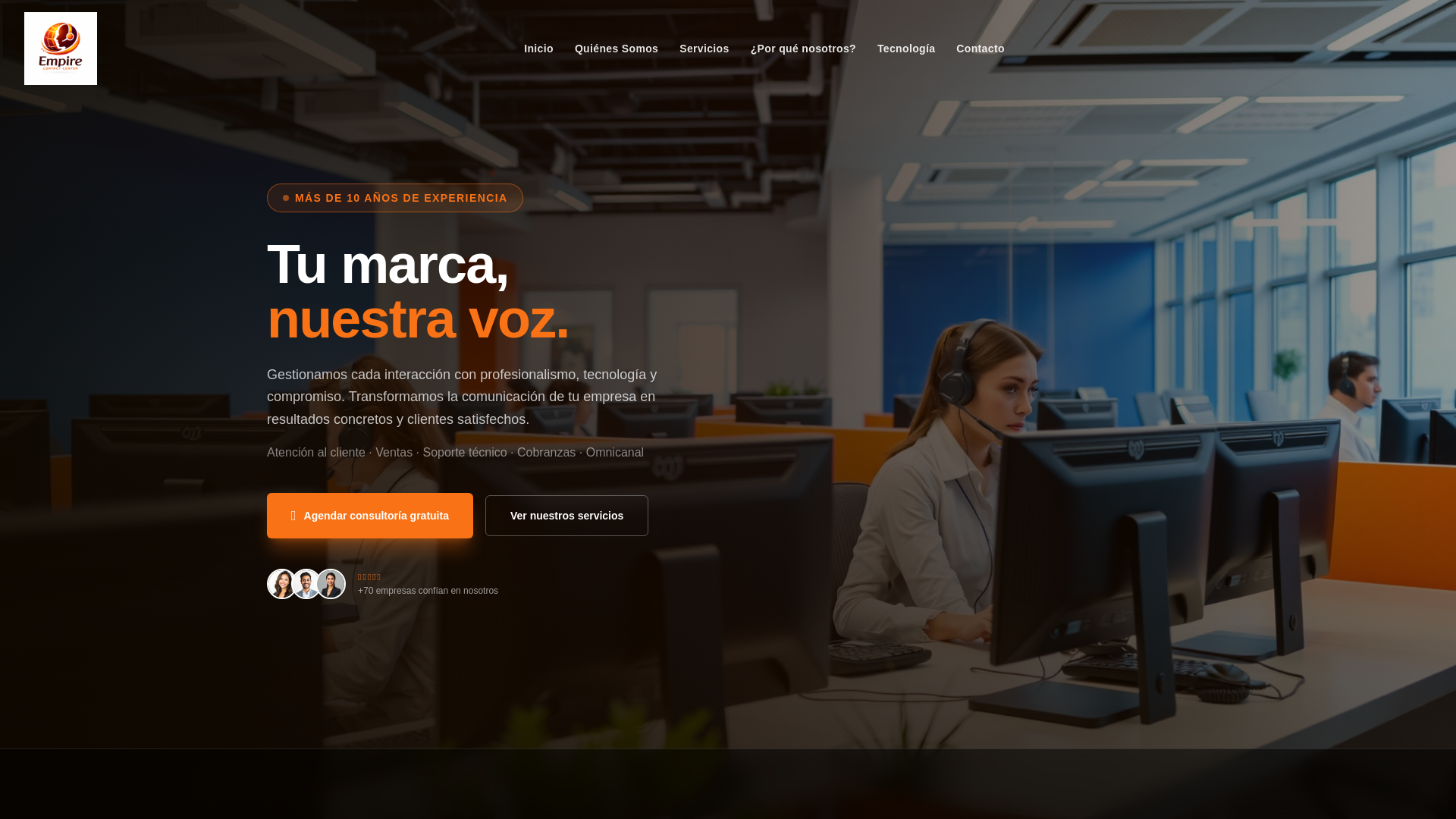 website screenshot of https://empirecontactcenter.com/