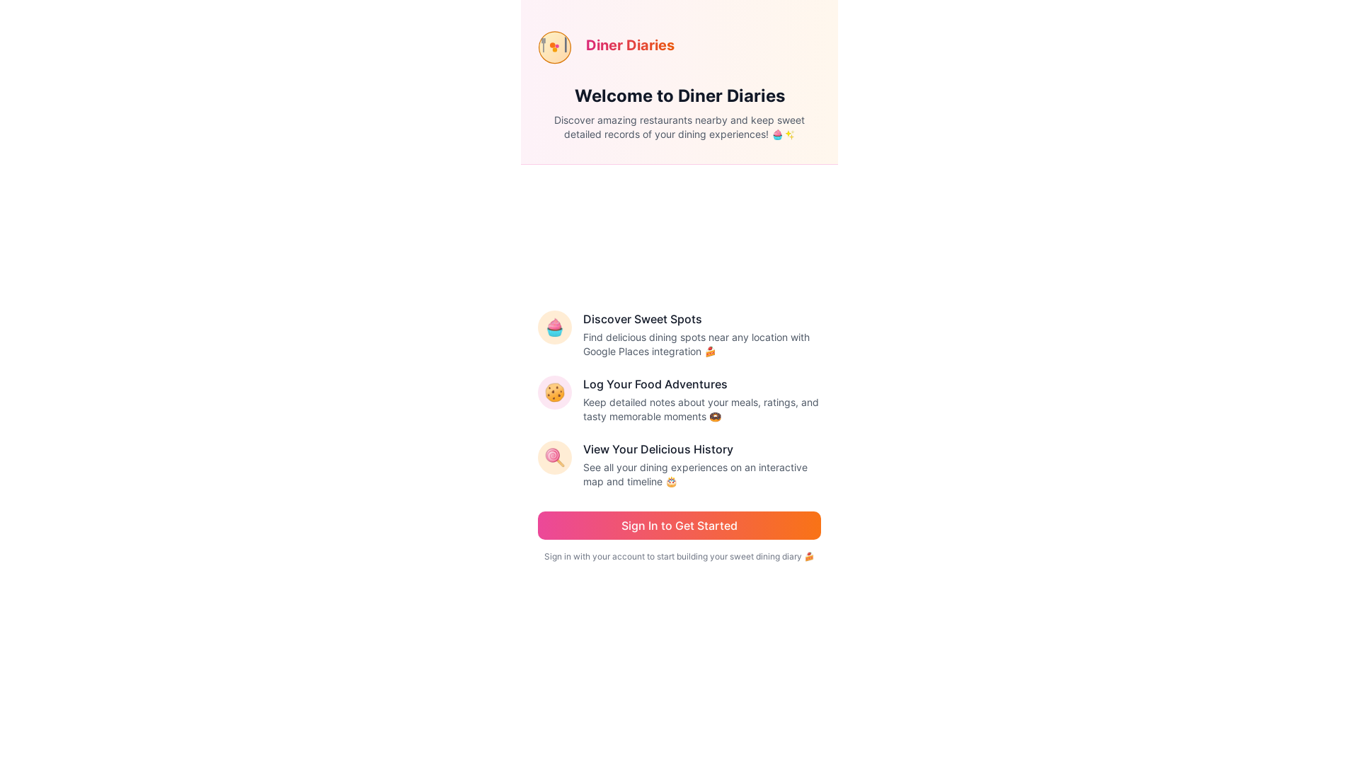 website screenshot of https://thedinediary.com/