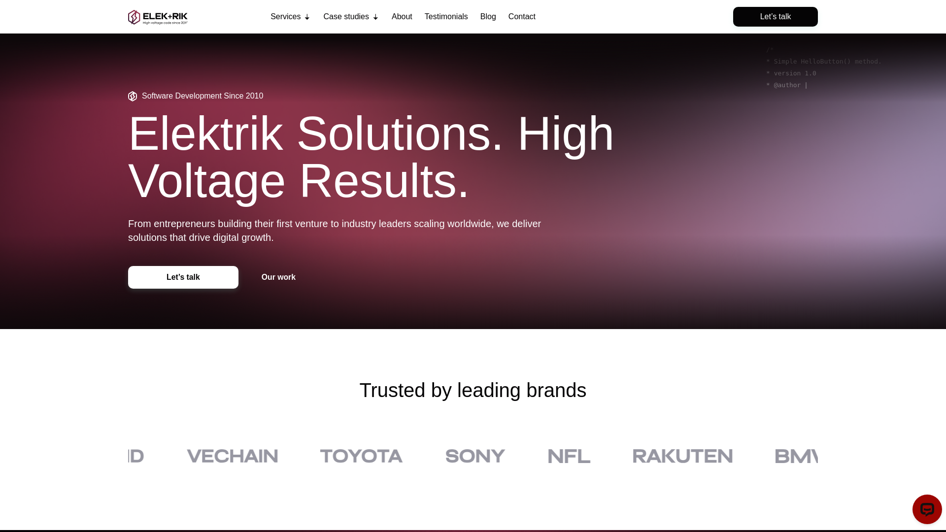 website screenshot of https://webelektrikdev.com