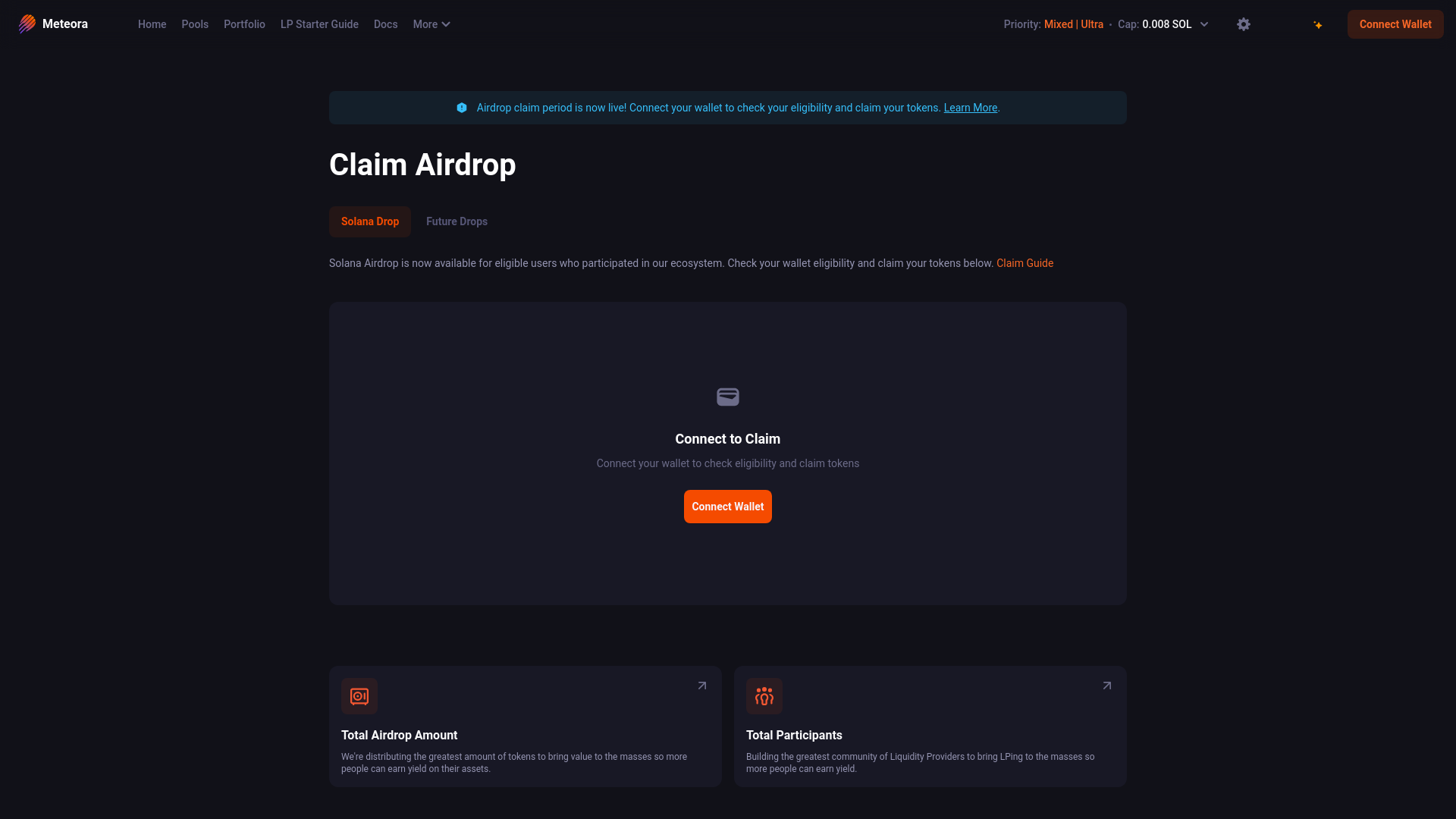 website screenshot of https://apps-meteora.org/