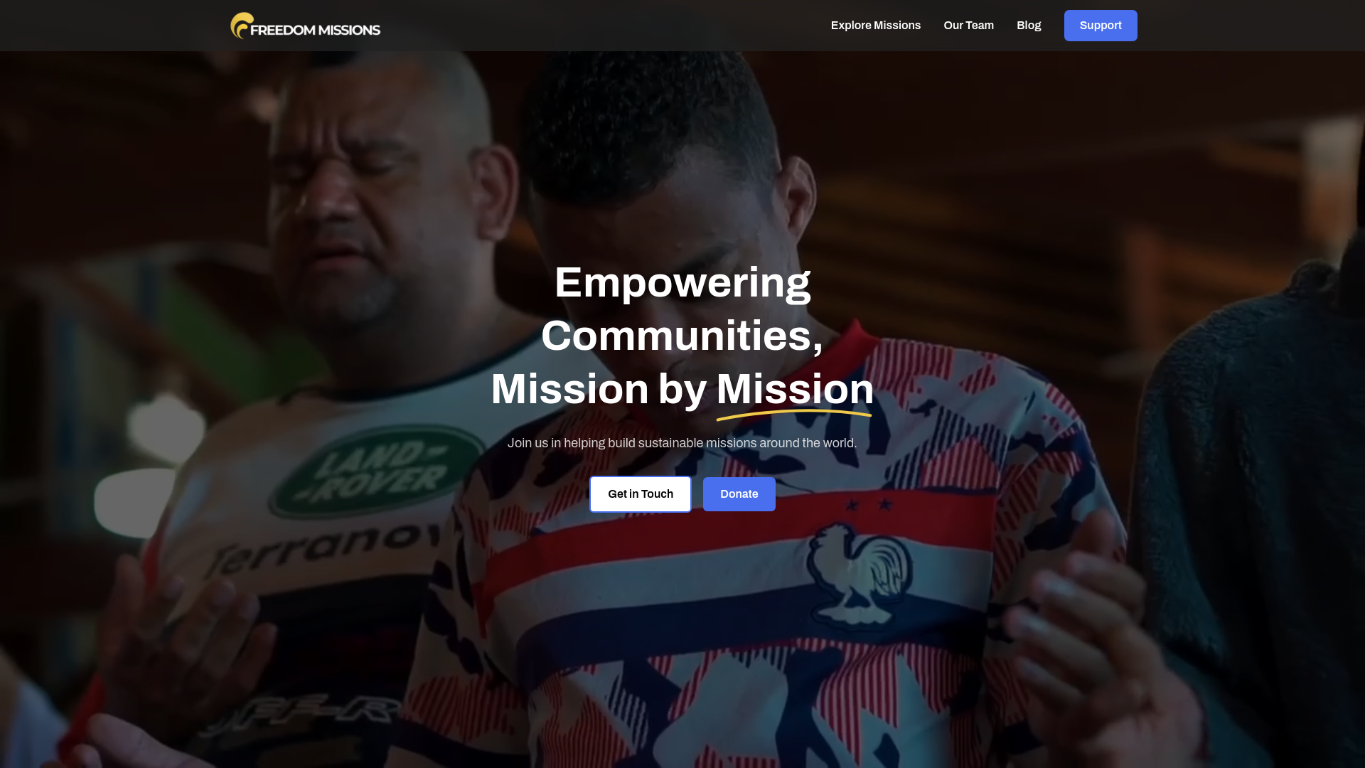 website screenshot of https://freedommissions.life/