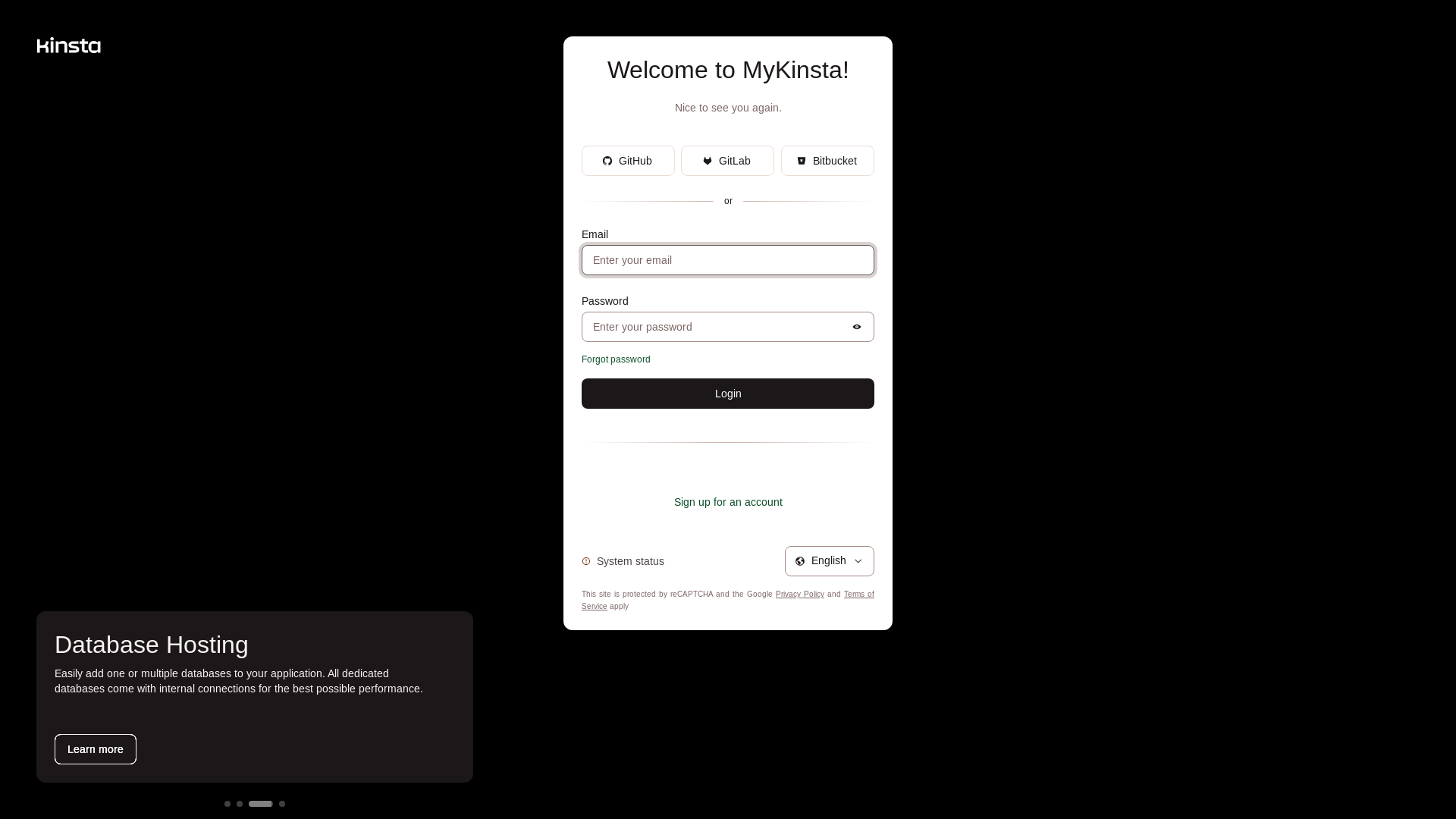 website screenshot of https://kinsta.cloud/