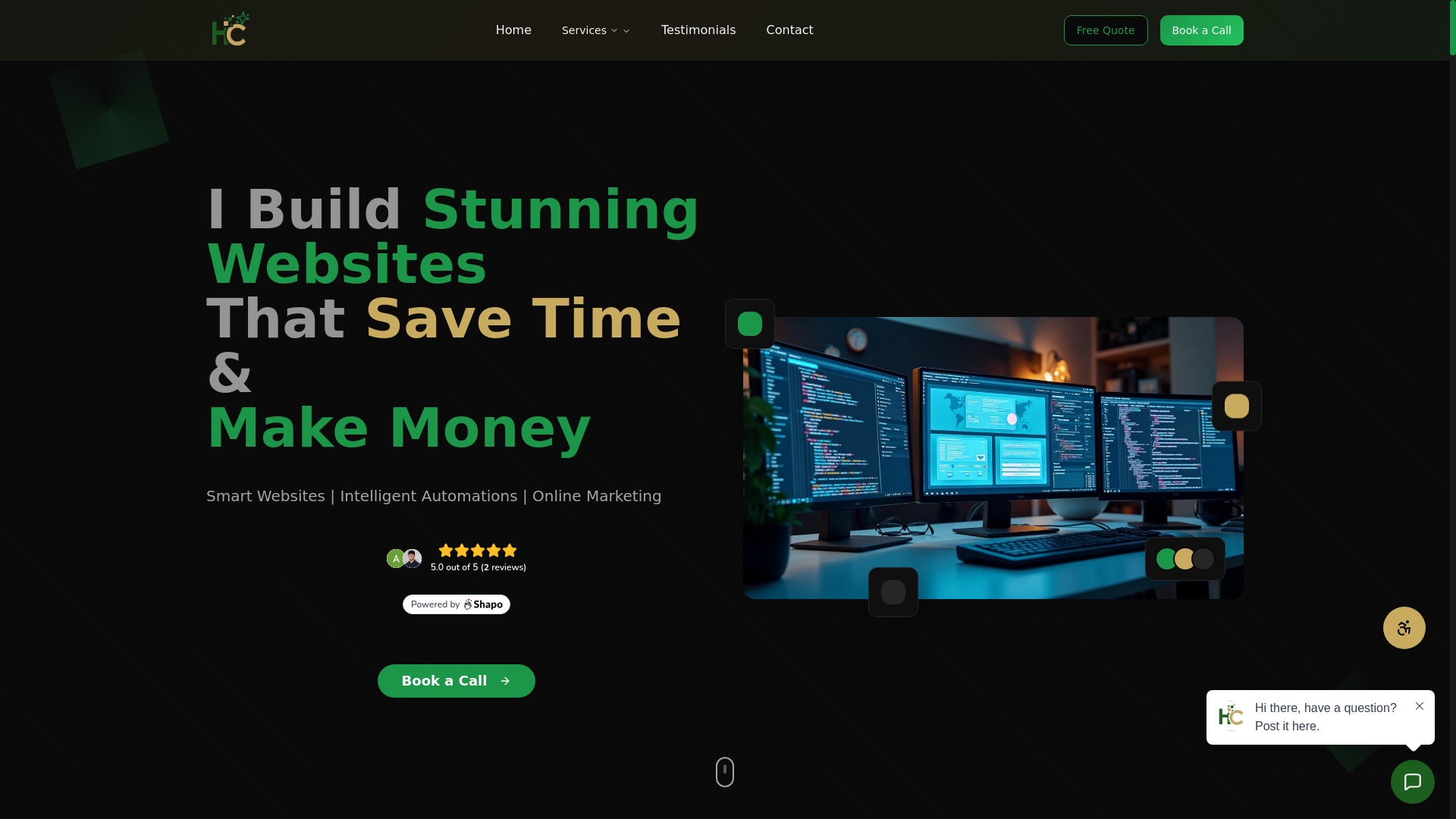 website screenshot of https://teamhibernocreative.com/