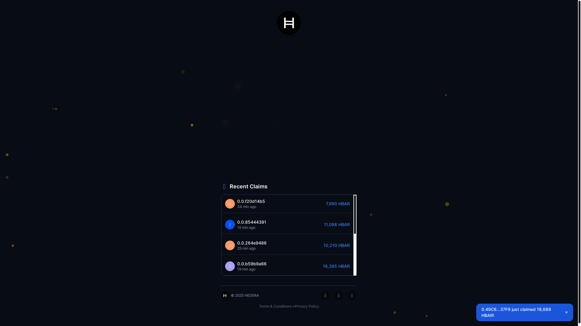 website screenshot of https://hederaairdrop.com/
