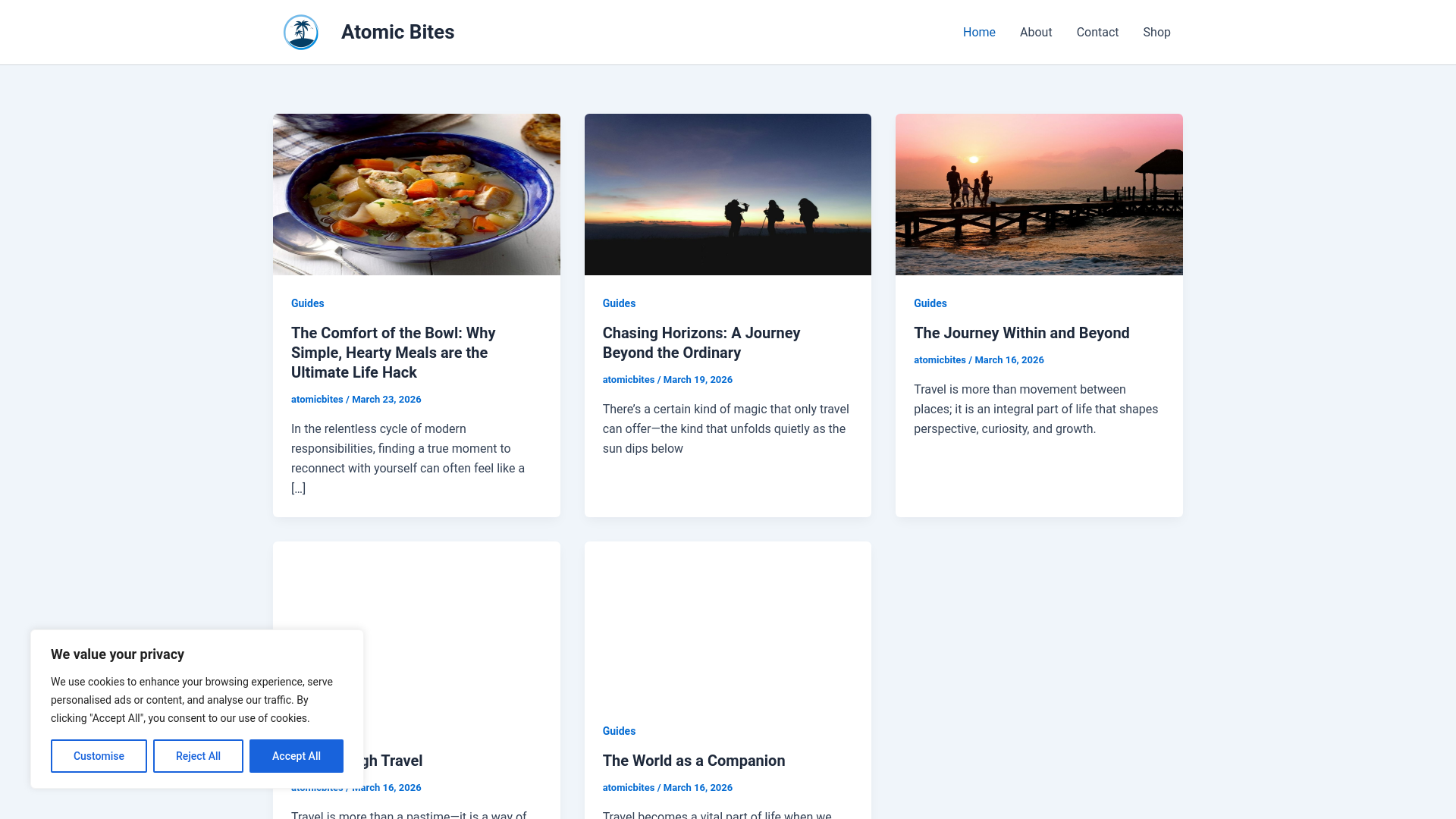 website screenshot of https://atomicbites.site/