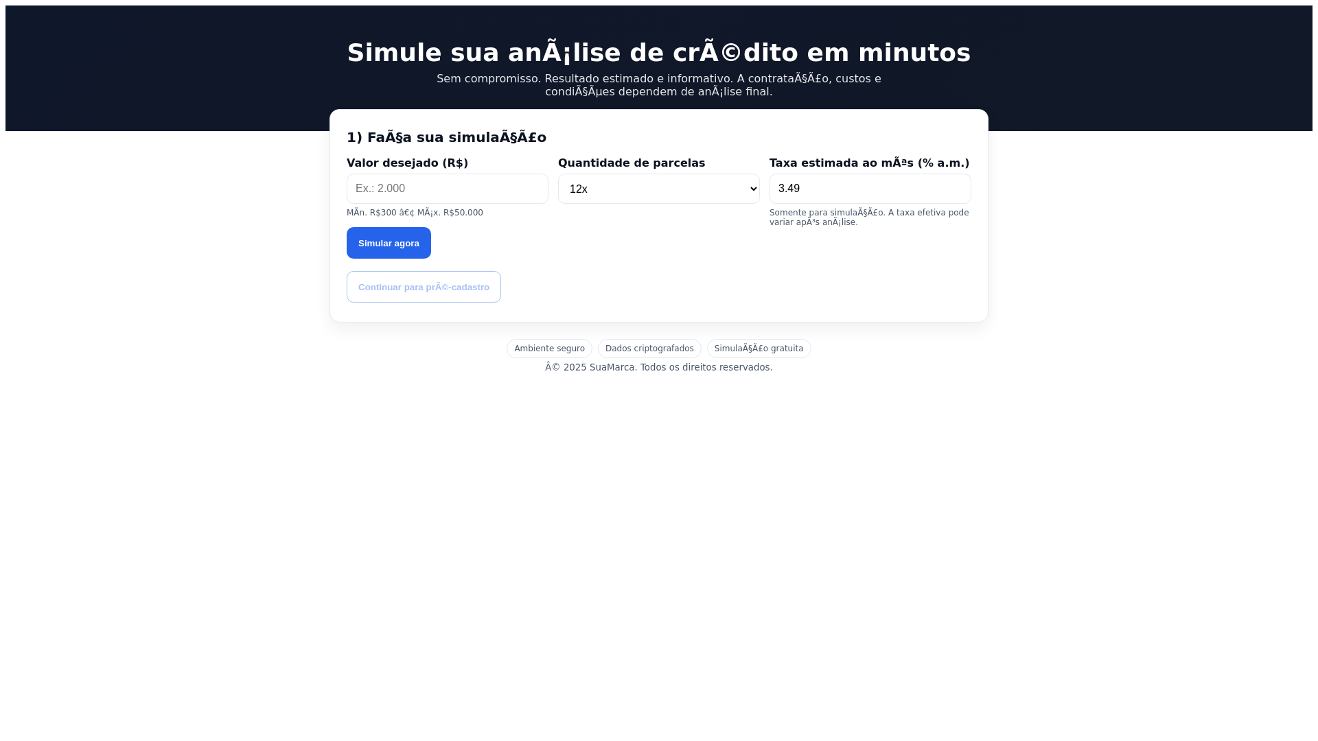 website screenshot of https://simuladorcredfacilonline.digital/