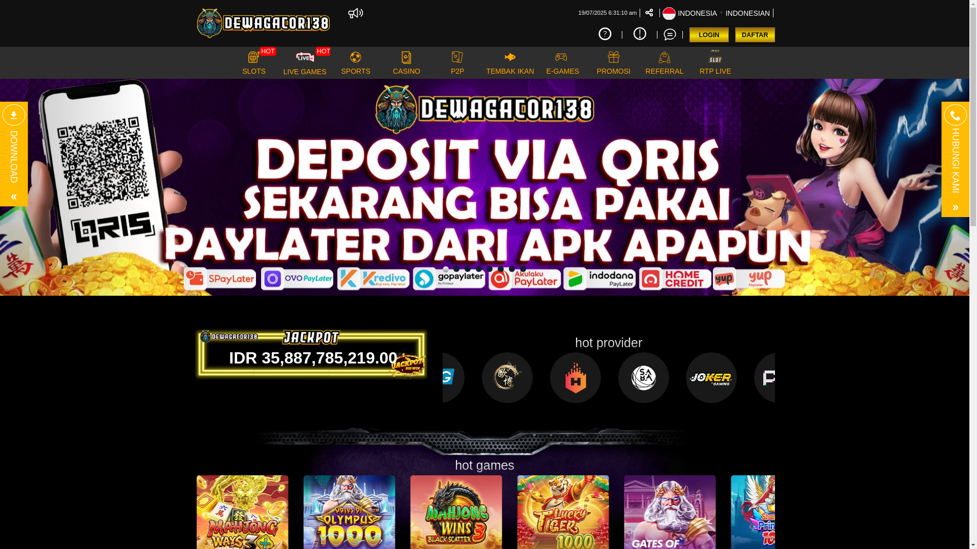 website screenshot of https://dewagacor138.my/