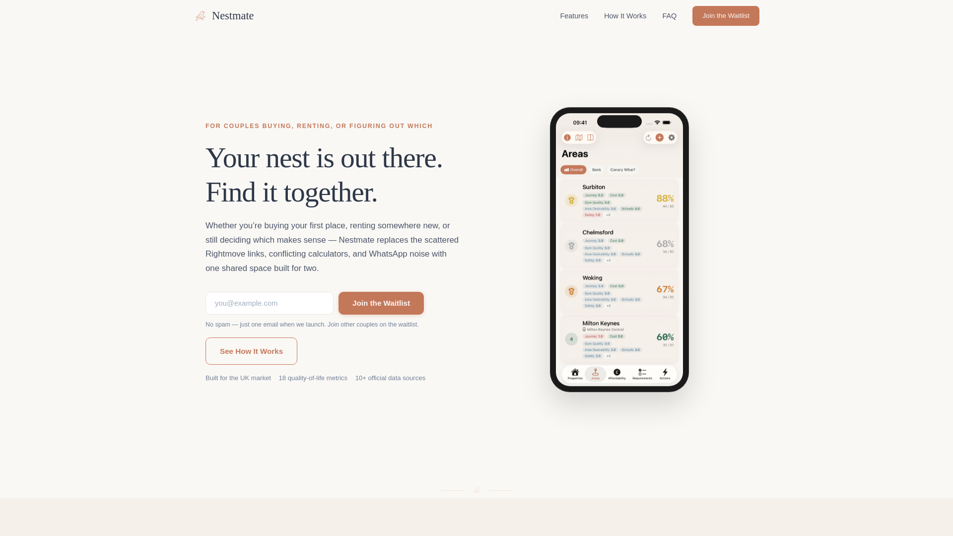 website screenshot of https://getnestmate.co.uk