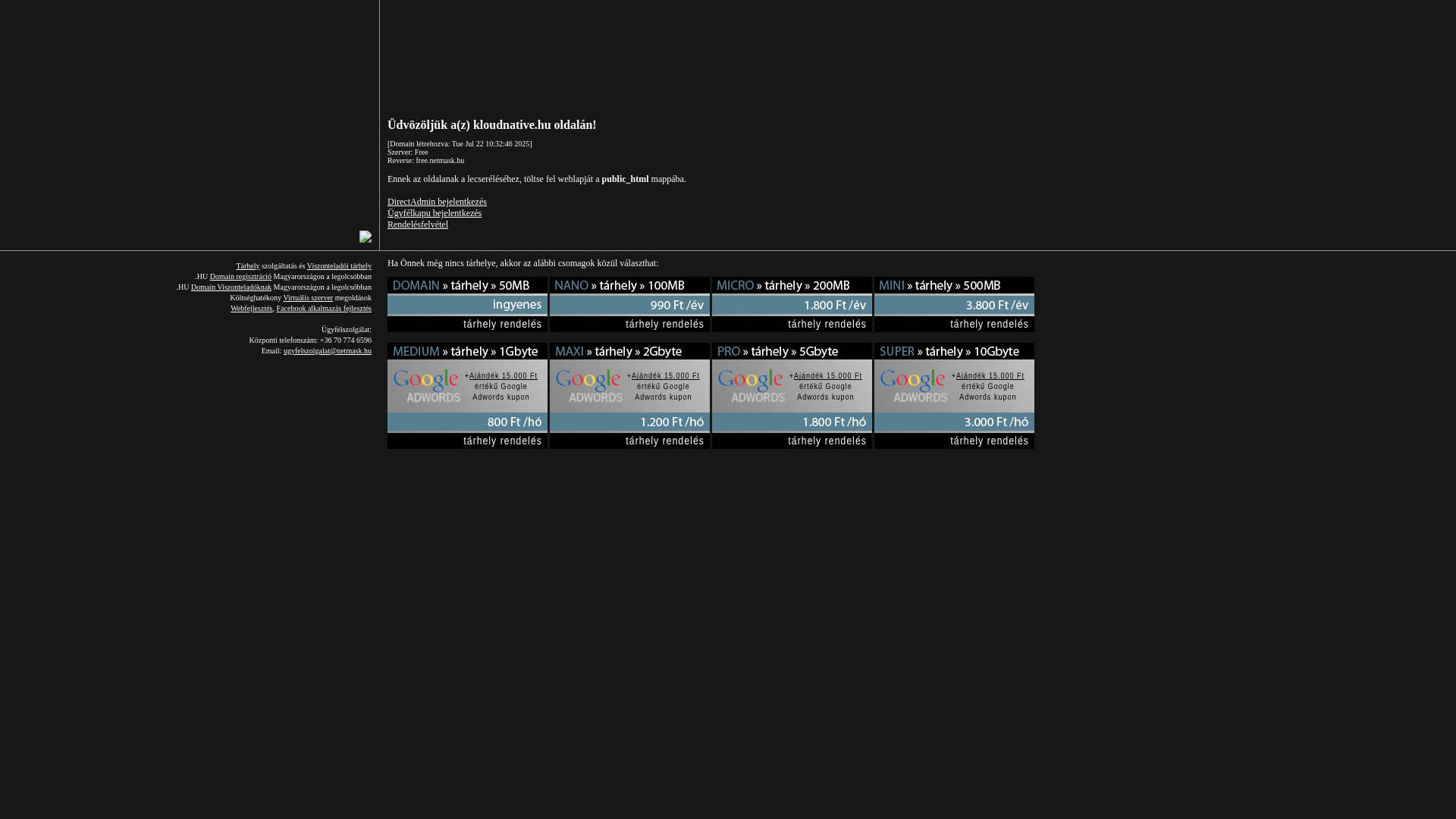 website screenshot of https://kloudnative.hu/
