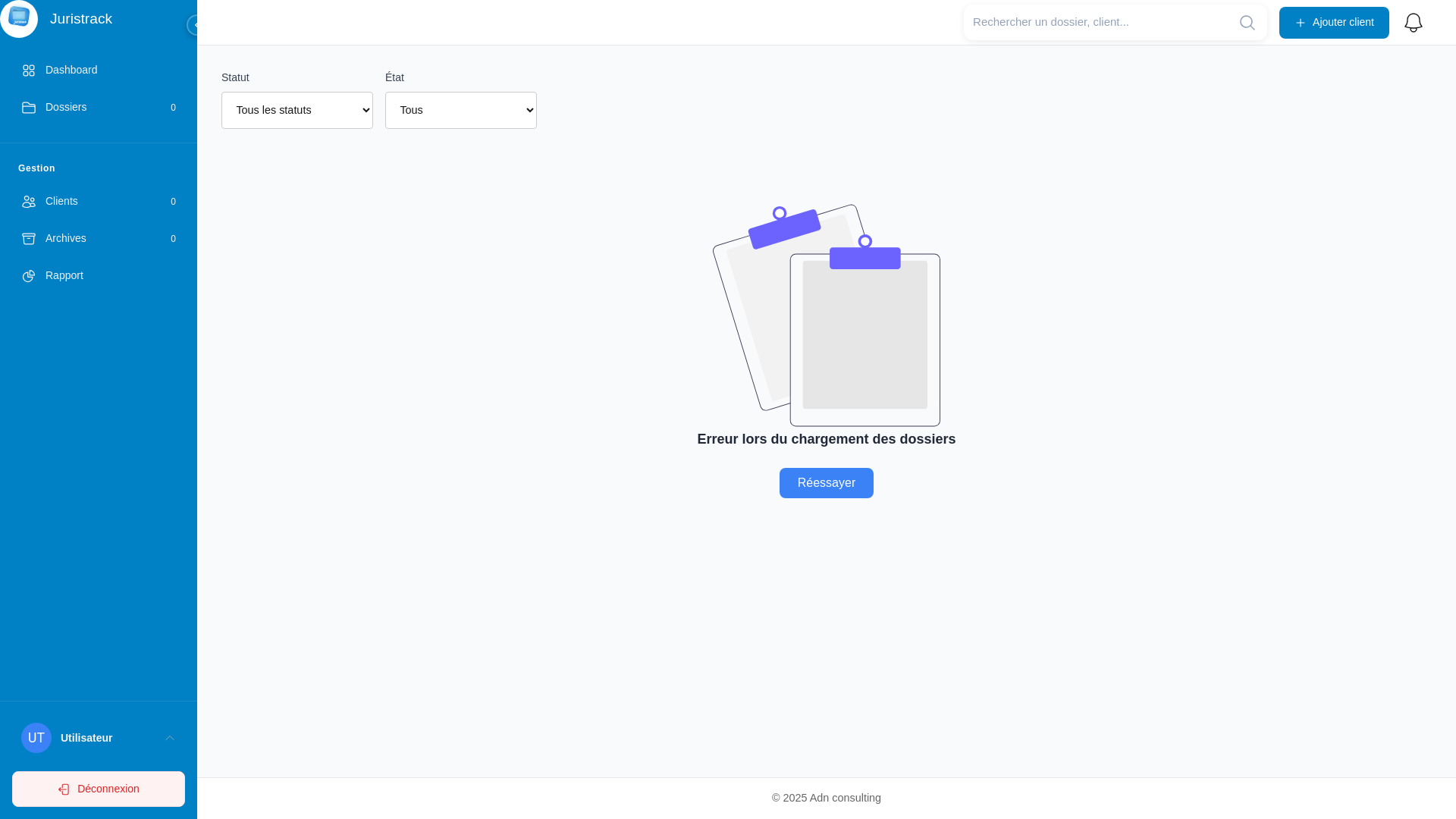 website screenshot of https://juristrack-front.pro