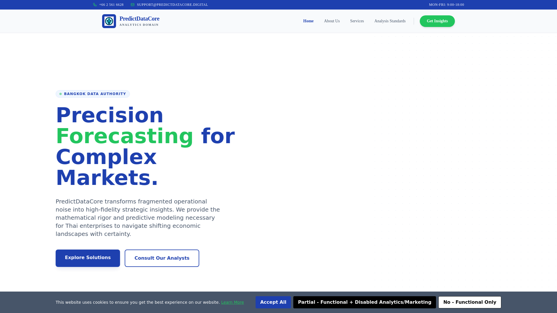 website screenshot of https://predictdatacore.digital/
