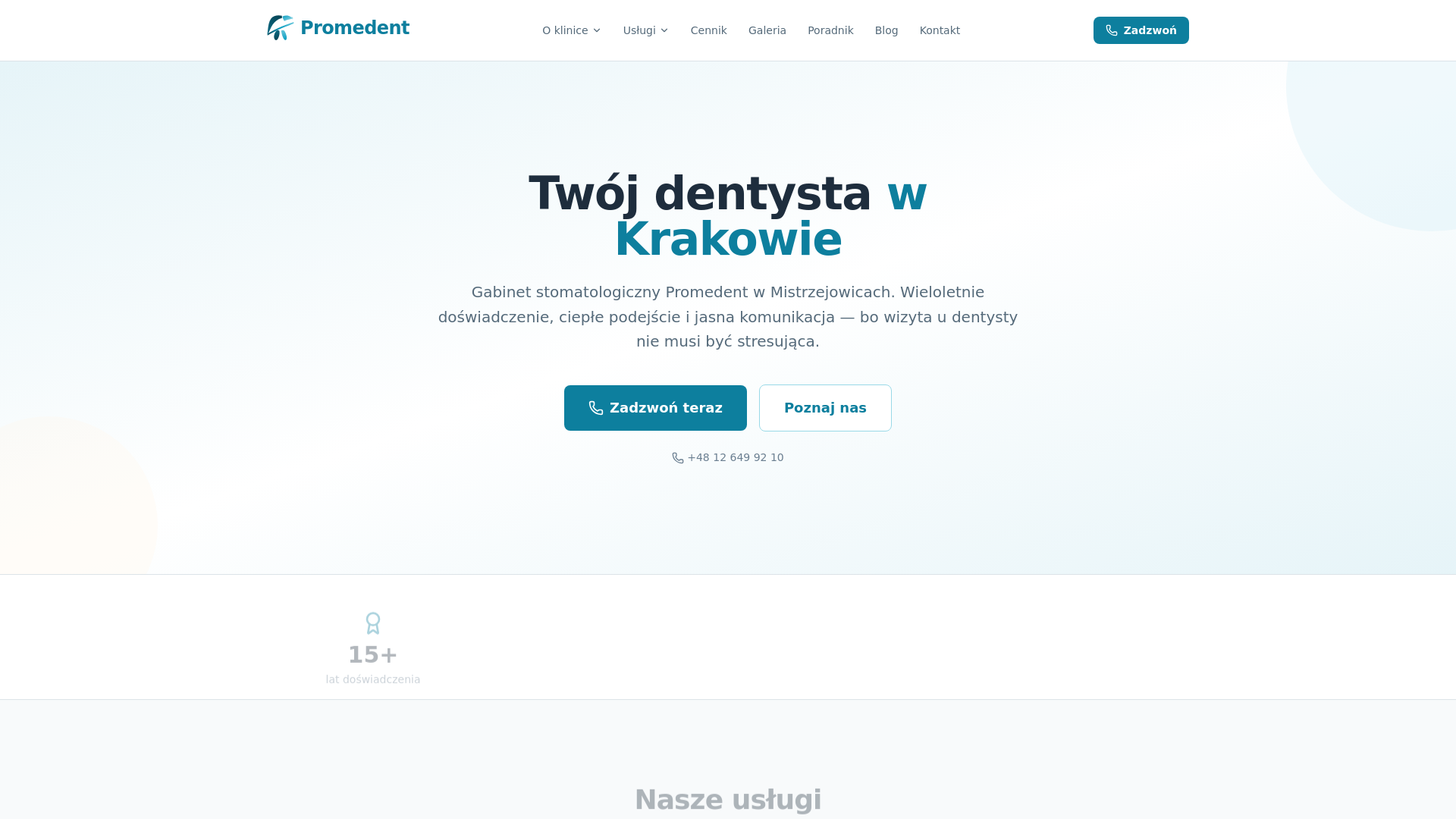 website screenshot of https://promedent.pages.dev/