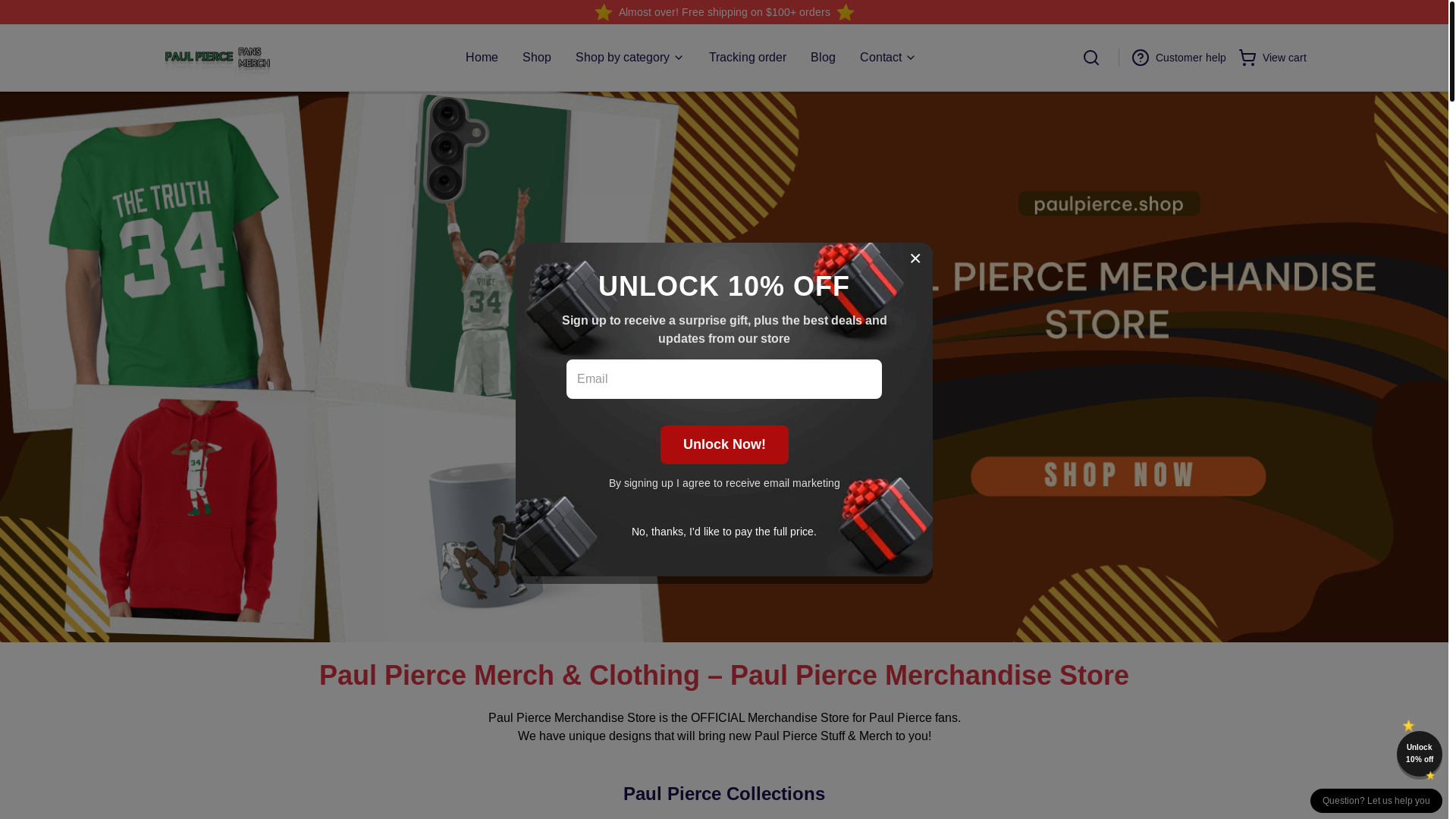 website screenshot of https://paulpierce.shop/