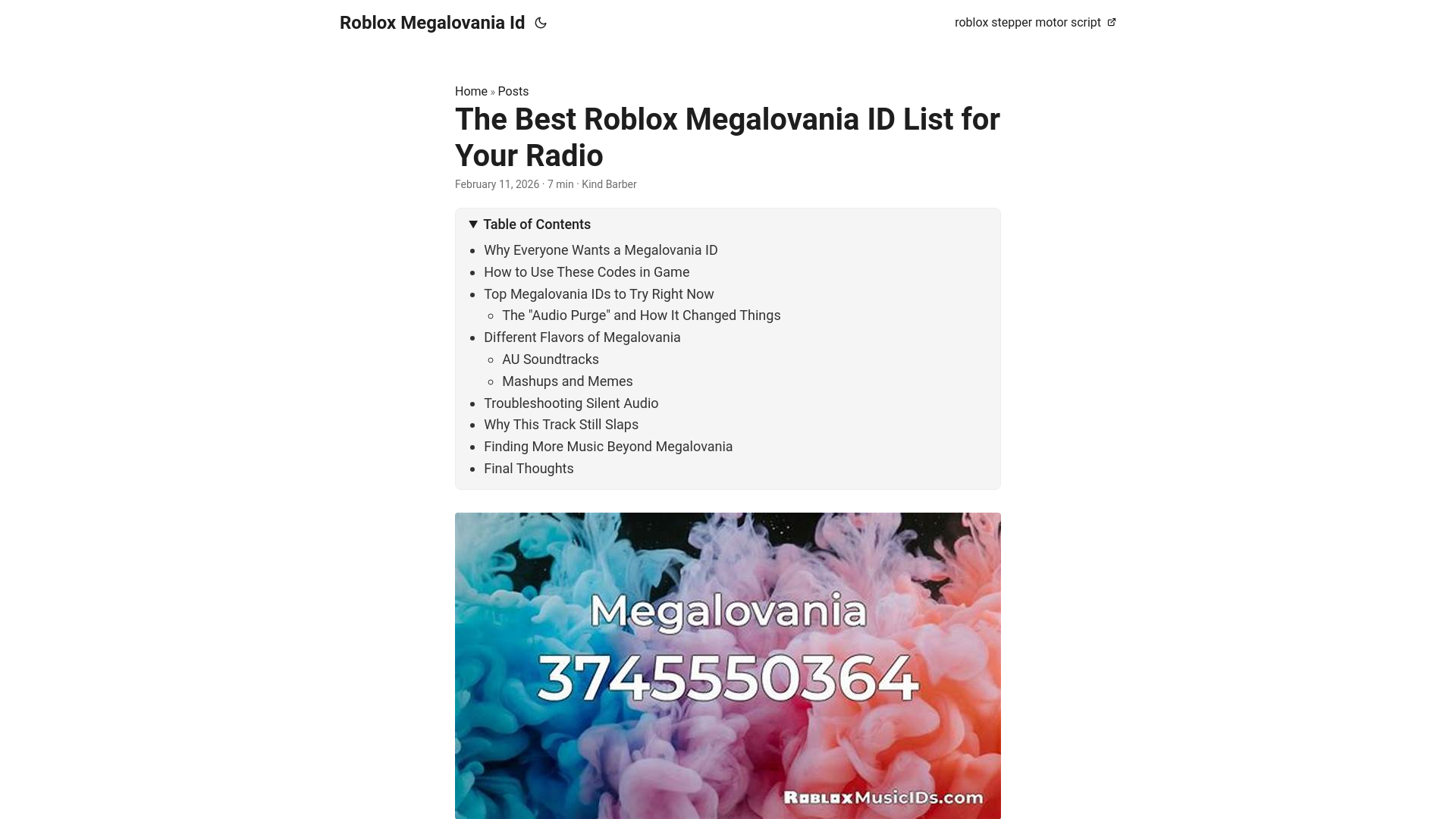 website screenshot of https://roblox-megalovania-id.pages.dev/