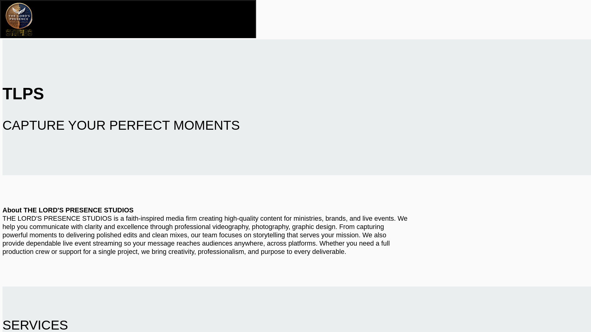 website screenshot of https://thelordspresencestudios.com/