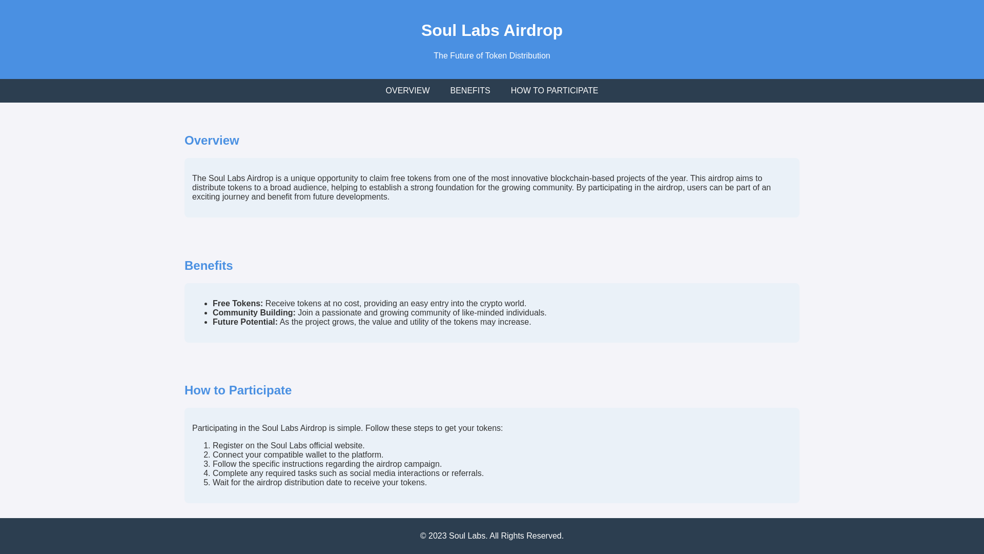 website screenshot of https://airdropsoullabs.live/