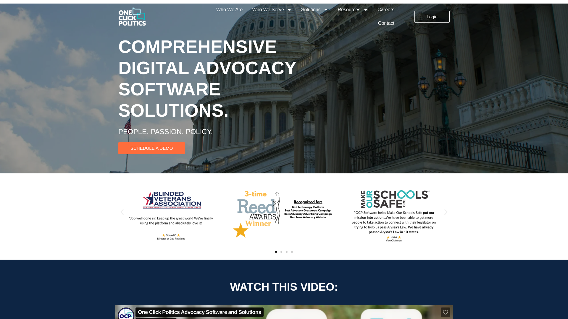 website screenshot of https://oneclickpoliticscampaigns.com/