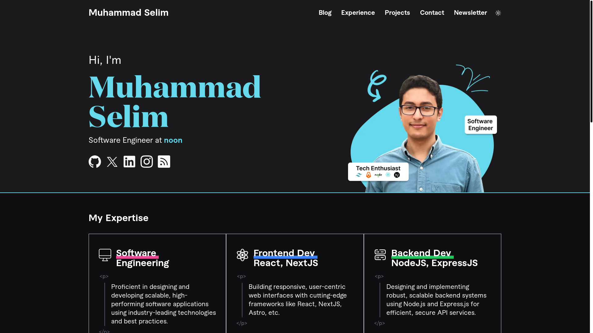 website screenshot of https://muhammadselim.pages.dev/