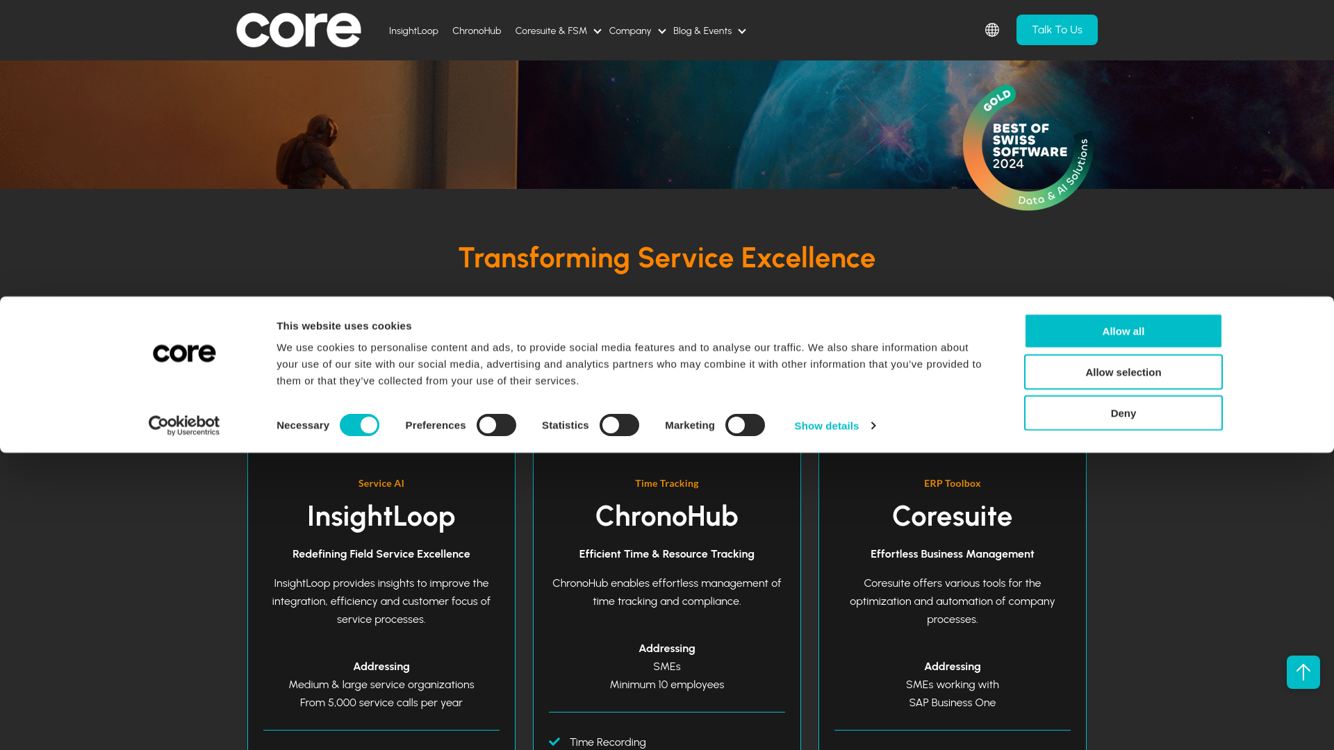 website screenshot of https://coresystems.ch