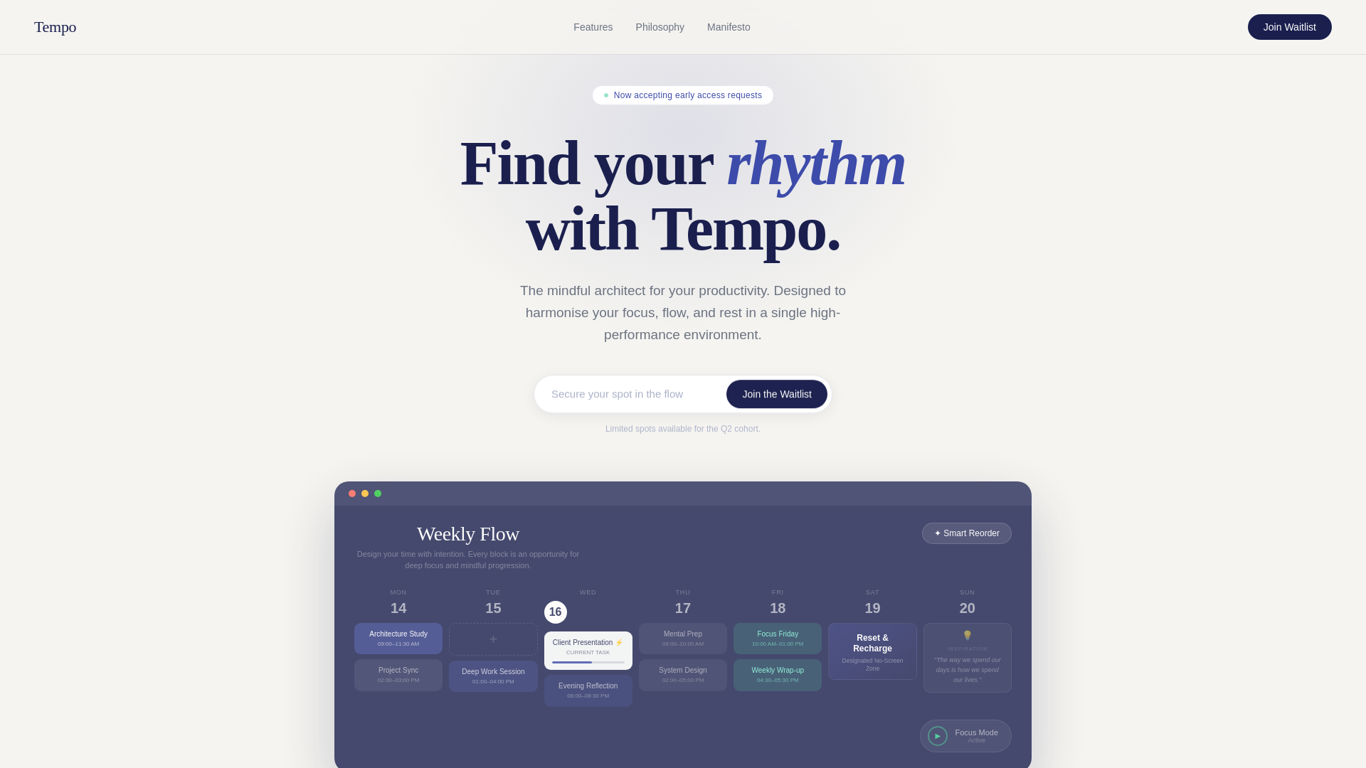 website screenshot of https://tempocalendar.com