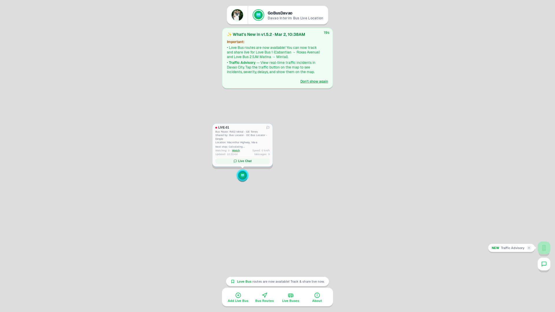 website screenshot of https://gobusdavao.live/