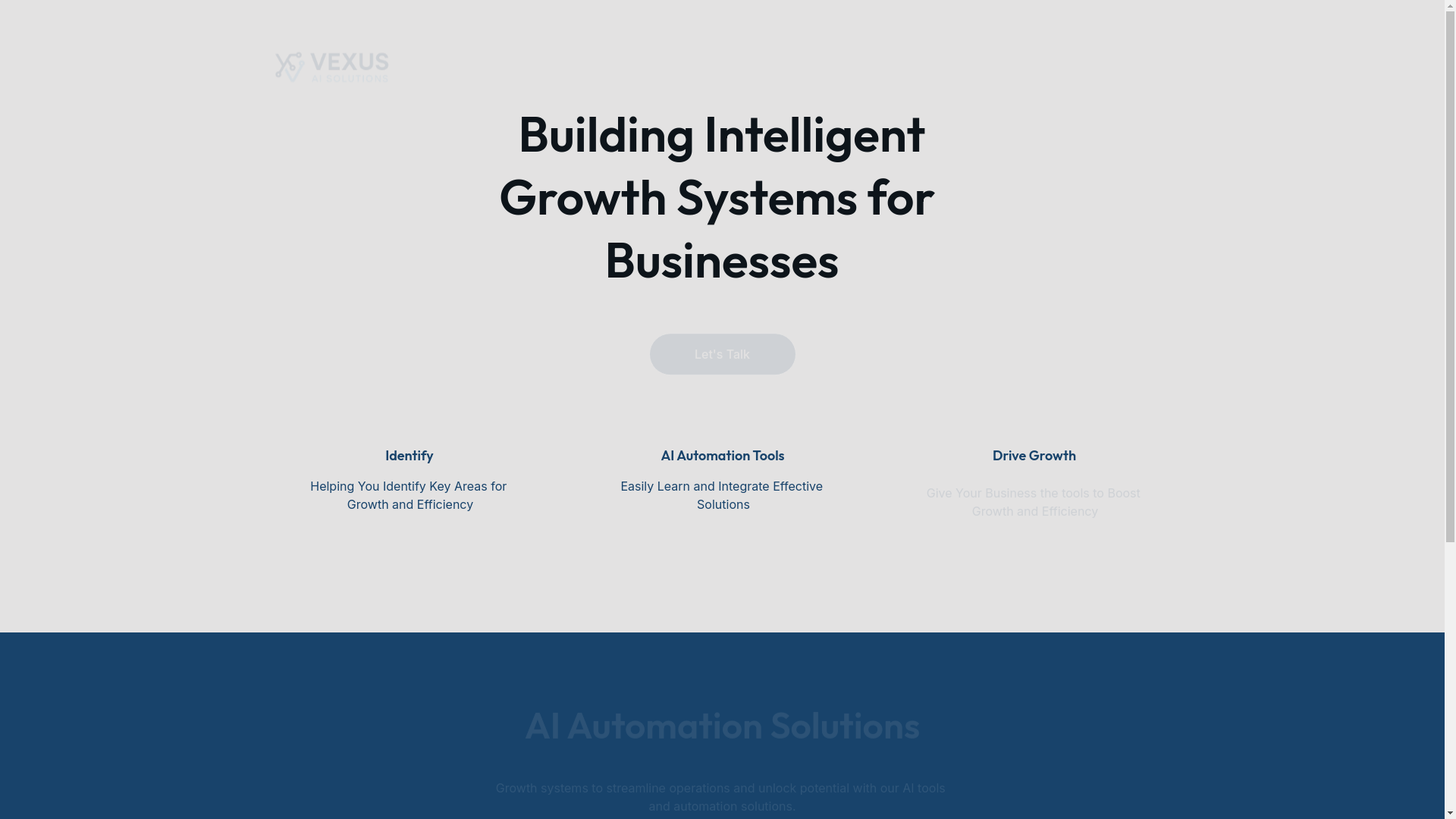 website screenshot of https://vexus-solutions.com/