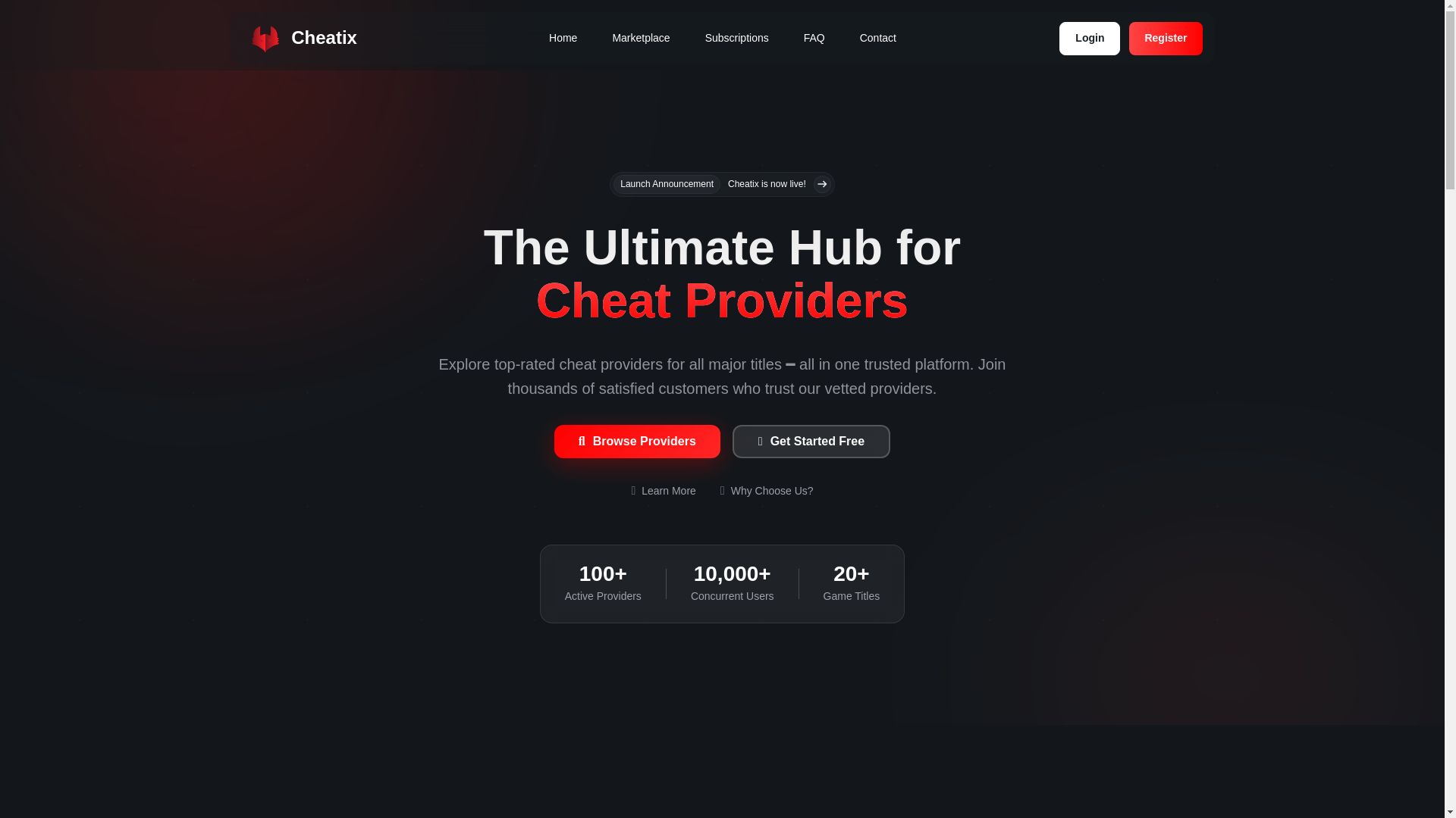 website screenshot of https://cheatix.to/