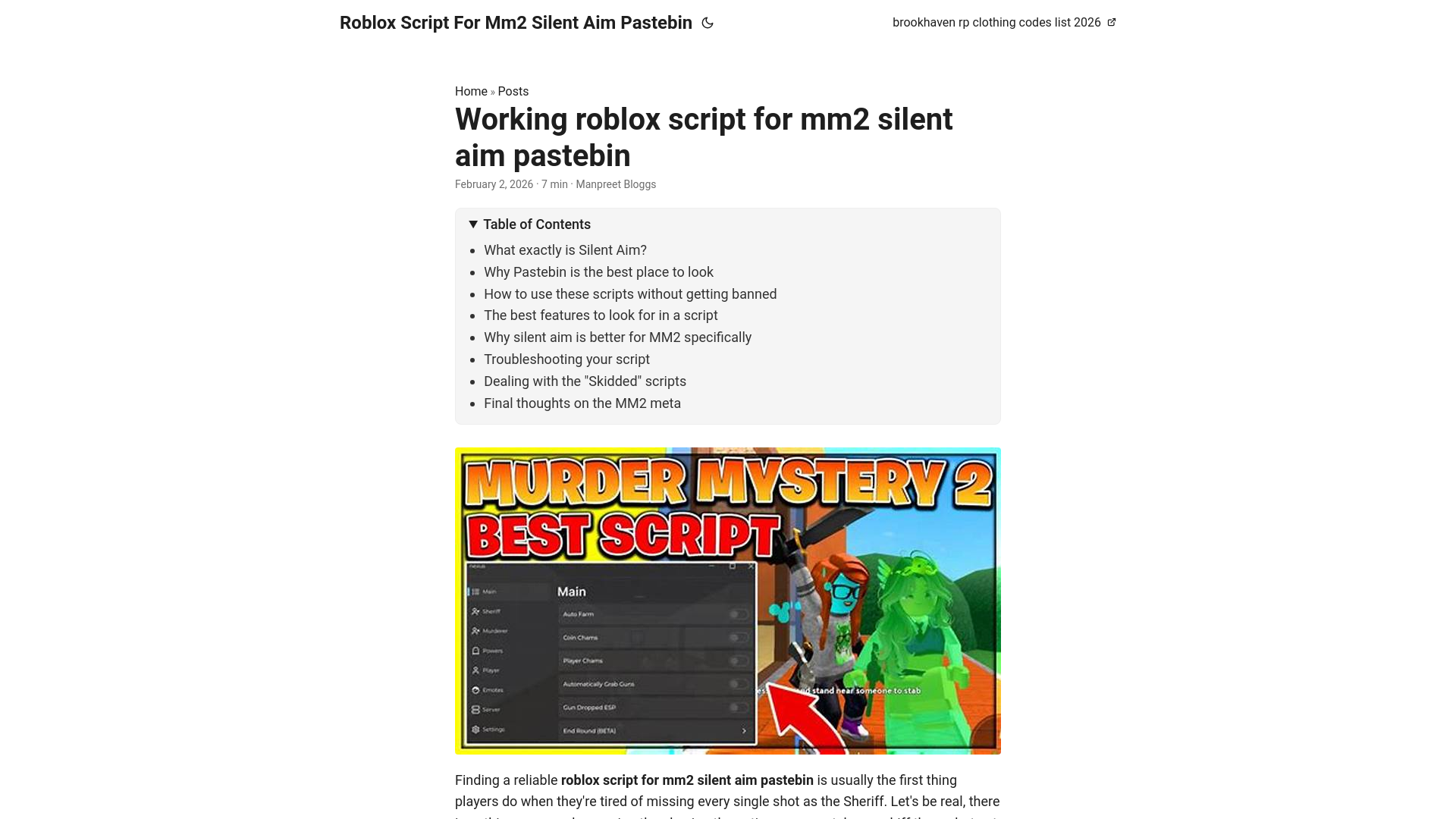 website screenshot of https://roblox-script-for-mm2-silent-aim-pastebin.pages.dev/
