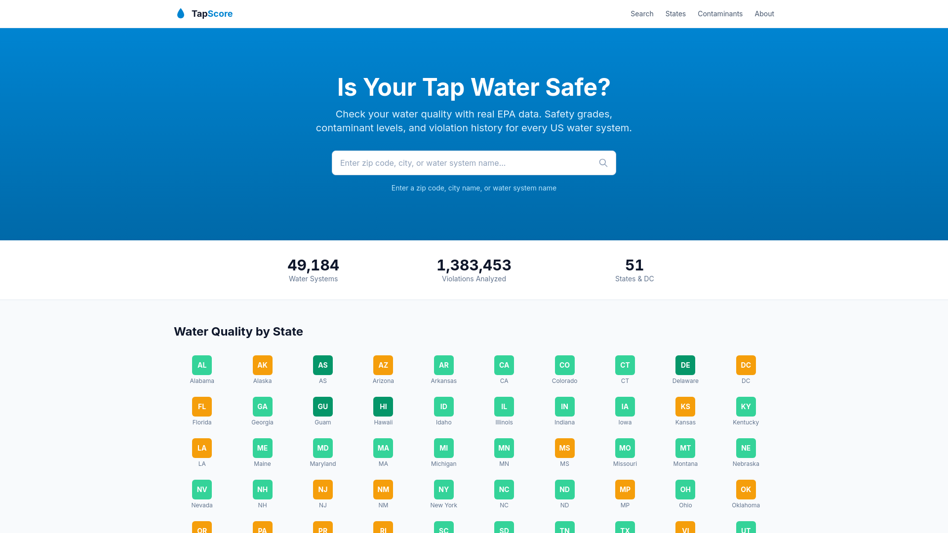 website screenshot of https://tapscore.org/
