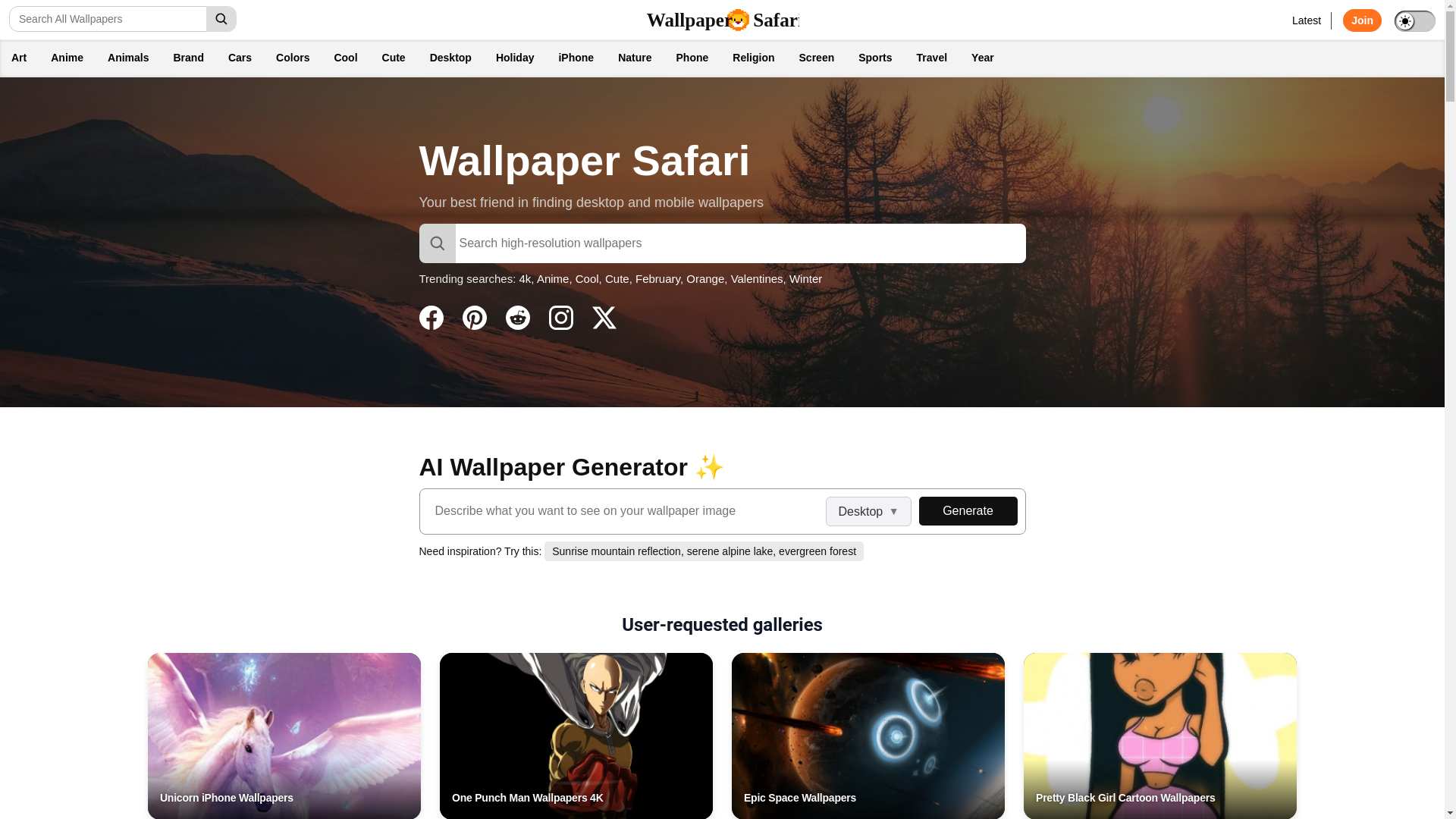 website screenshot of https://wallpapersafari.com/