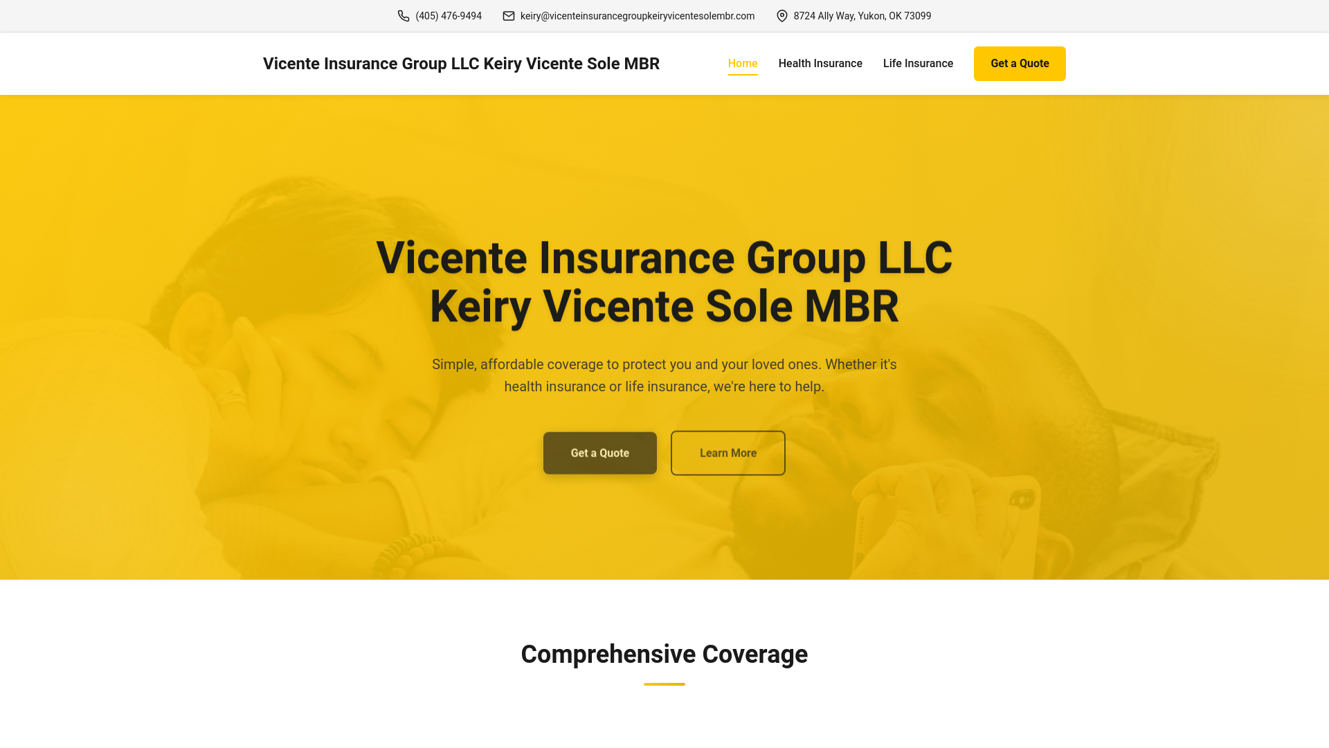 website screenshot of https://vicenteinsurancegroupkeiryvicentesolembr.com